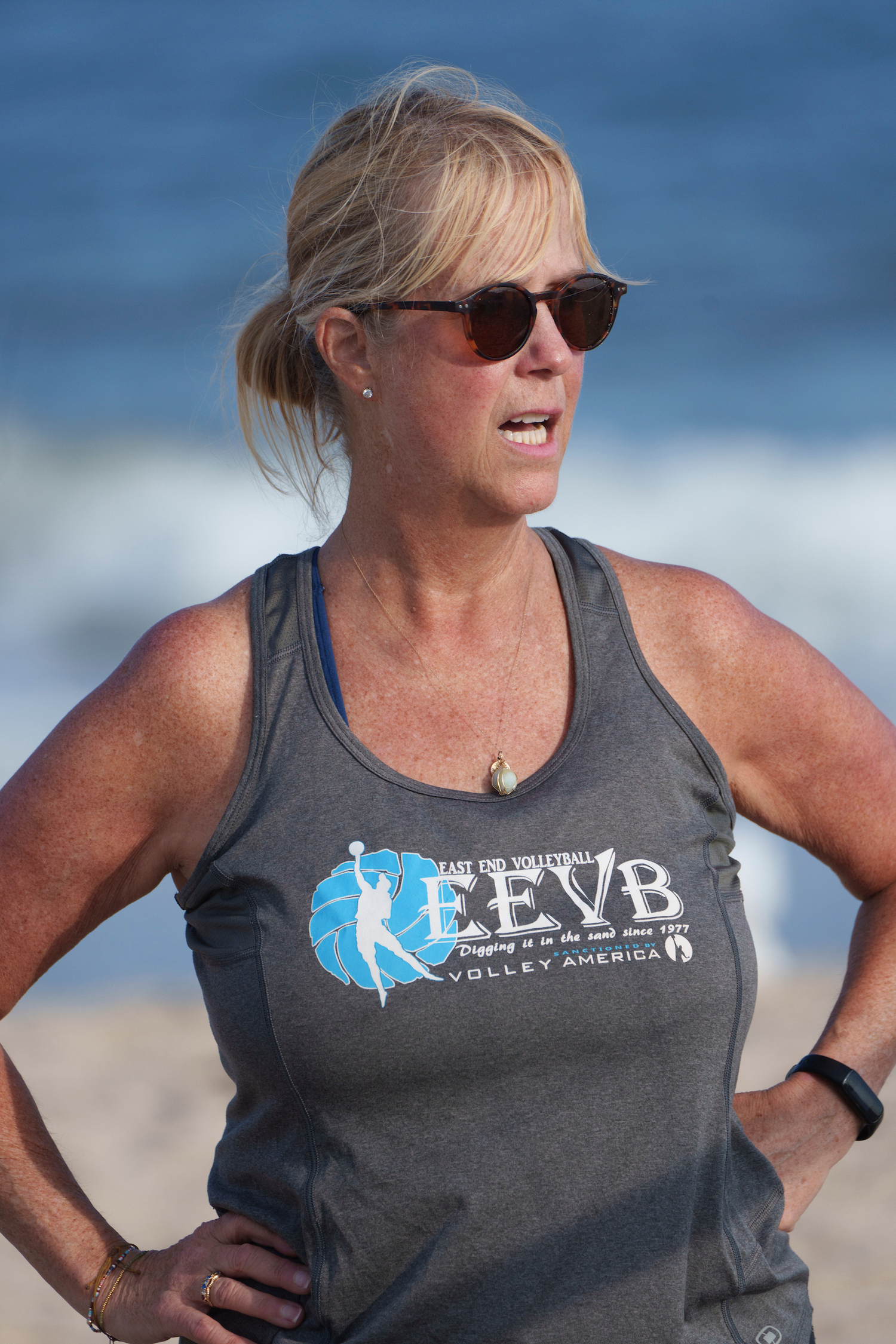 Kathleen Caulson runs East End Volleyball with her husband, Rich Heiles. LORI HAWKINS