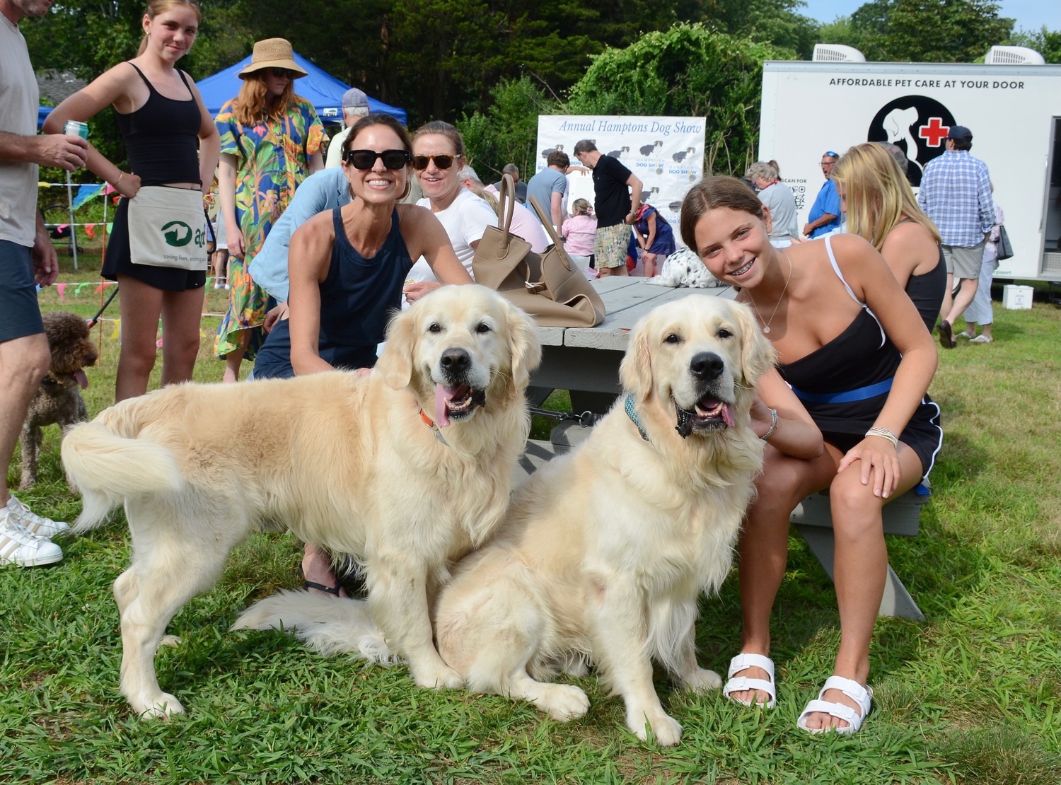 Elizabeth and Catherine Taylor, with ‘Walter’ and ‘Winston’ at the  seventh annual East Hampton Lions Club Dog Show. on Saturday. KYRIL BROMLEY