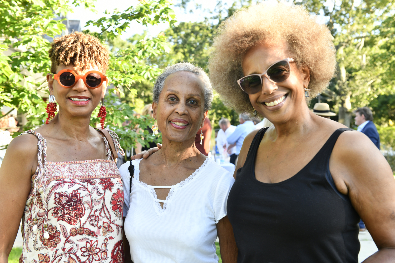Karen Phillips, Jackie Jeffrey and Jennifer Segre at the Bridgehampton Child Care & Recreation Center's 2025 Jazz Soul Celebration on July 18 at the Center in Bridgehampton.  DANA SHAW