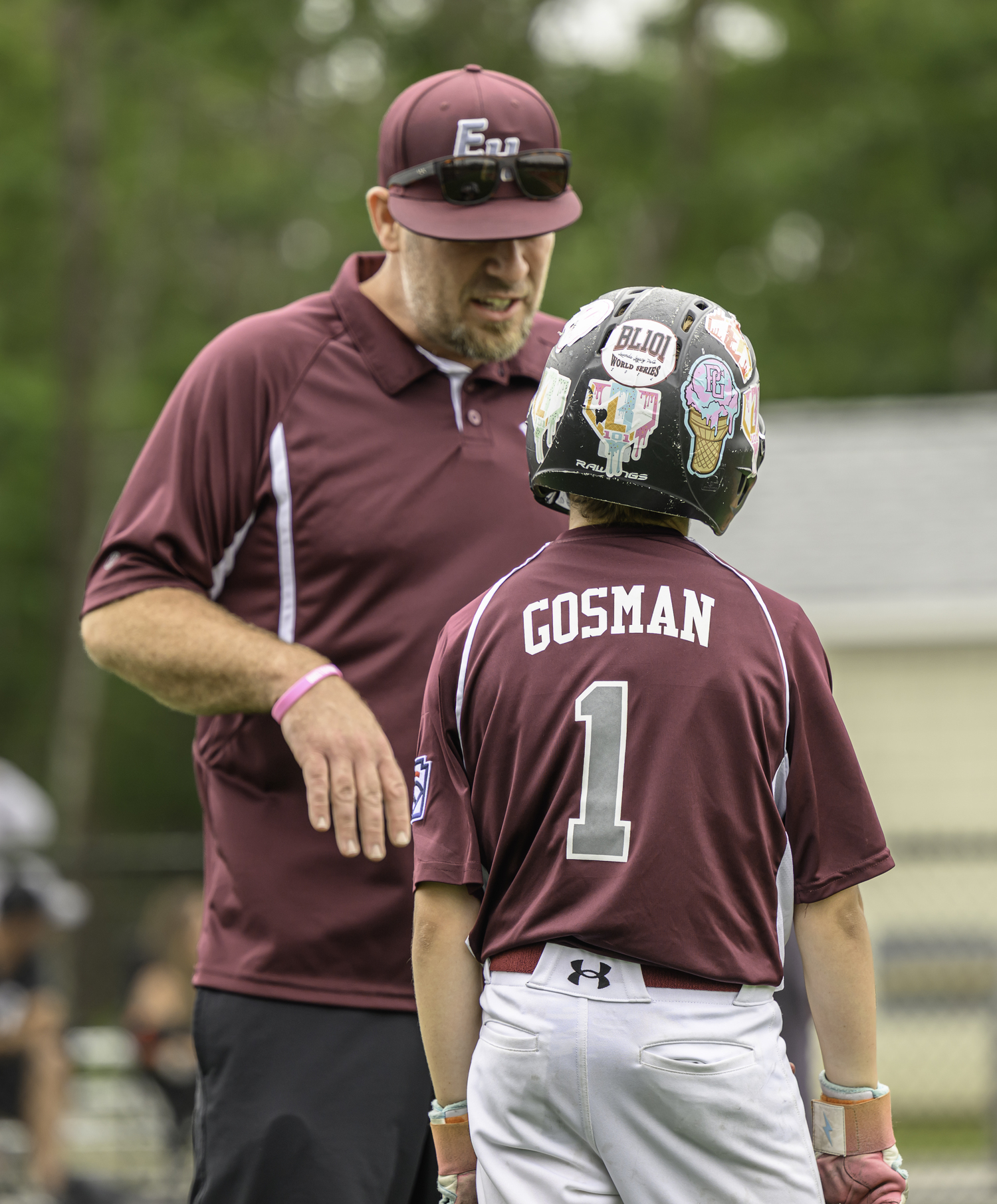 Coach Rob Posilloco has a talk with A.J. Gosman.  MARIANNE BARNETT