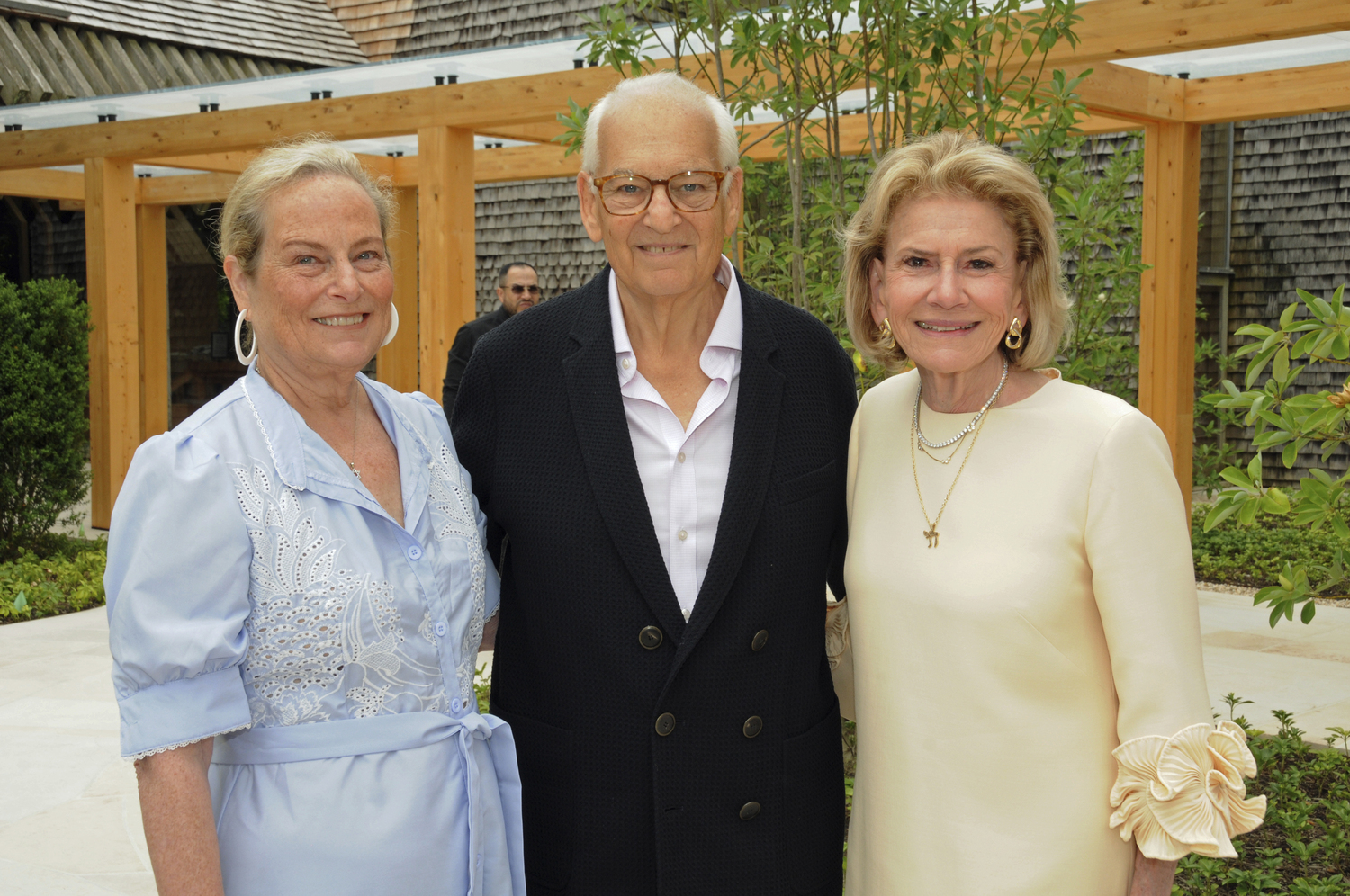 Honoree Cantor Rabbi Debra Stein, Jewish Center of the Hamptons President Harry A. Katz and Carole Olshan at the annual  Jewish Center of the Hamptons Summer Luncheon on Friday. Attendees had the opportunity to experience the brand new 