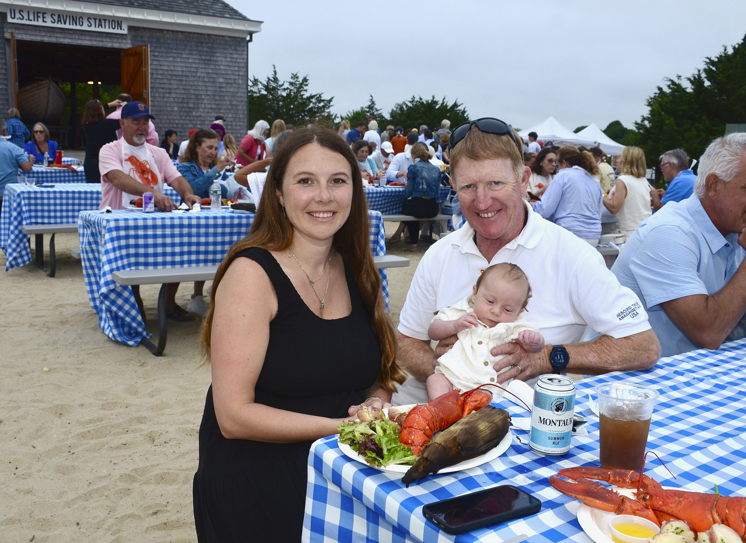 Haley and Nova Cinque and John Ryan Jr.at the Amagansett Life Saving Station annual 