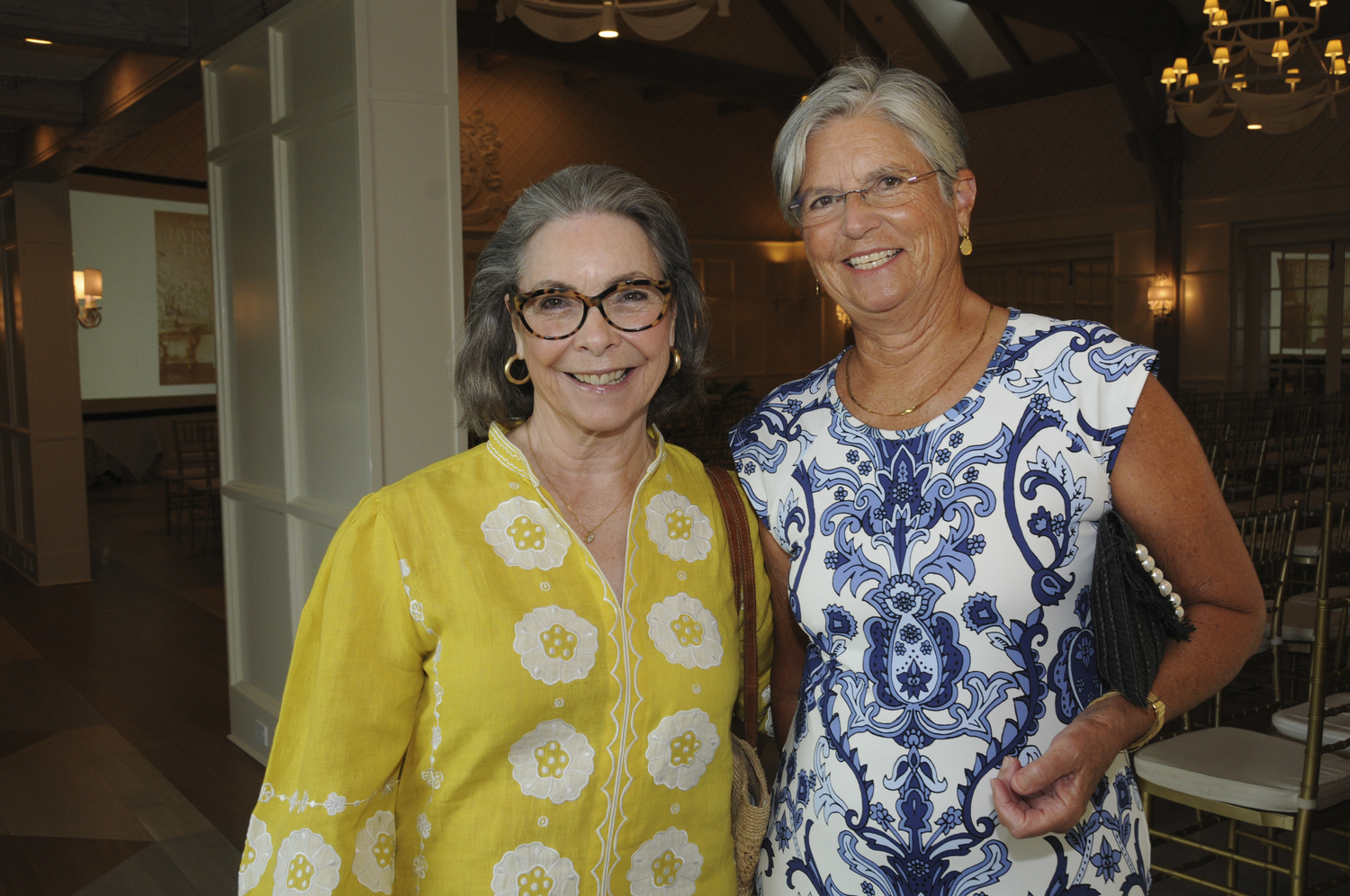 Nina Rumbough and Carol Coyer at the Southampton Hospital Foundation’s 5th Annual Fundraising Luncheon on July 17 at the Maidstone Club in East Hampton. Guest Speaker Aerin Lauder spoke about the role that flowers have played in her family’s history and in her new book, “Living With Flowers.”  RICHARD LEWIN