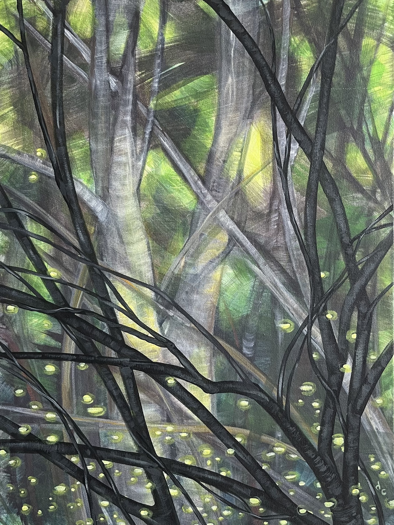 Donna Corvi, “Fireflies,” is on view at The Depot Art Gallery in Montauk, as a part of a new exhibition, “The Group Show Get Together,” opening this weekend.