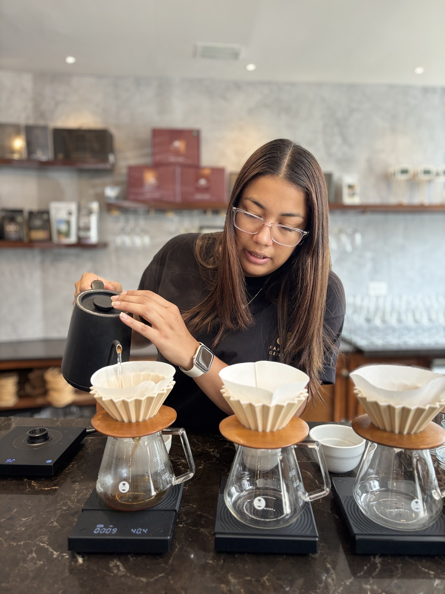 The Geisha Experience, a tasting of the world’s most expensive coffee, includes tastings of foods like chocolate, dates and flan, meant to compliment complex flavors. Hannah Selinger photo
