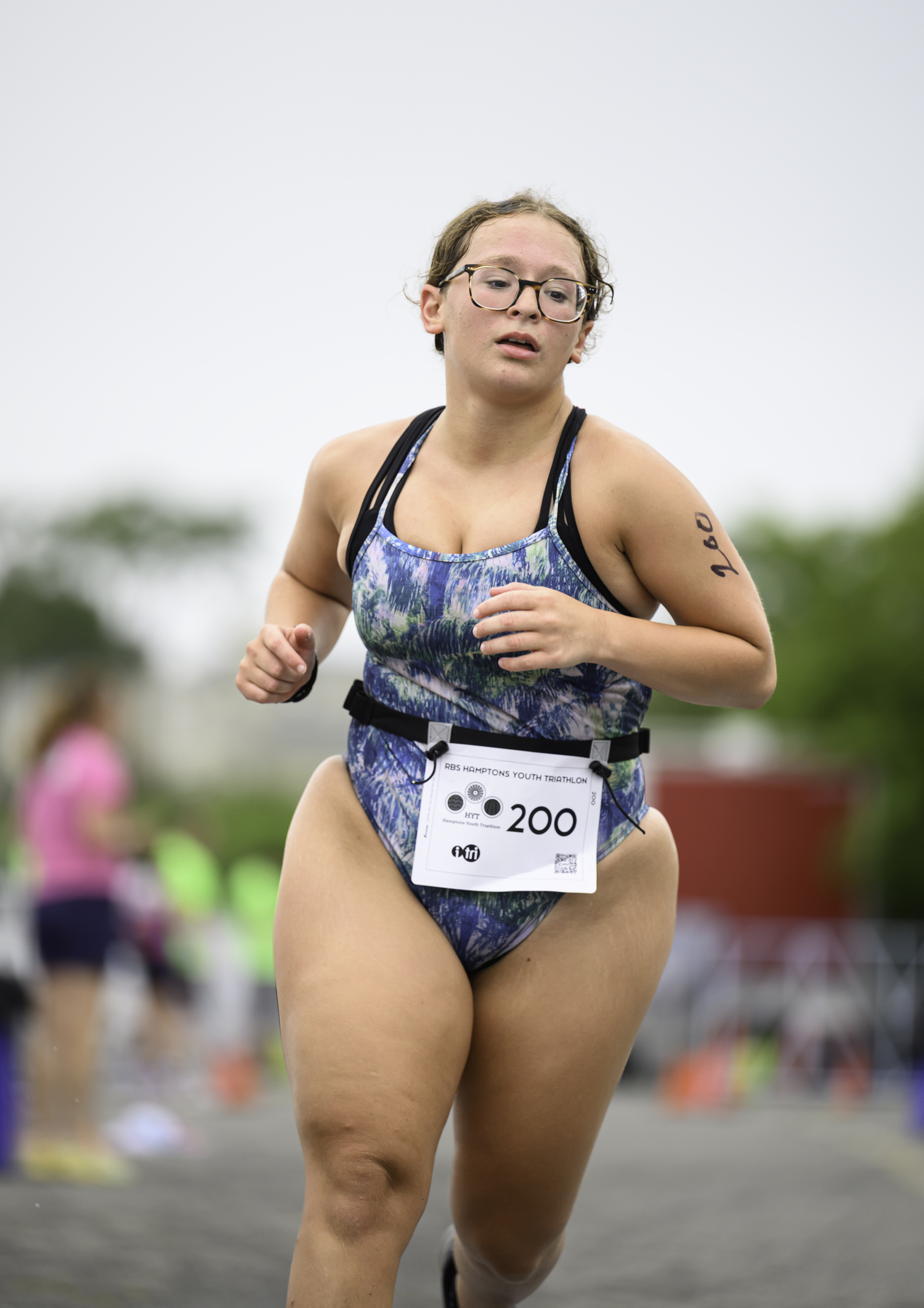 Morgant Brown-DeVirgilio of Bay Shore in the running portion of the triathlon.  MARIANNE BARNETT