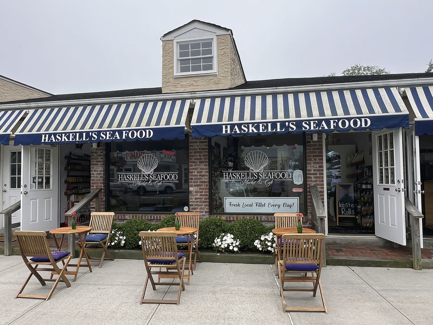 Haskell’s Seafood now sports 16 seats inside and about two dozen seats scattered across its garden patio and front sidewalk.  DANA SHAW