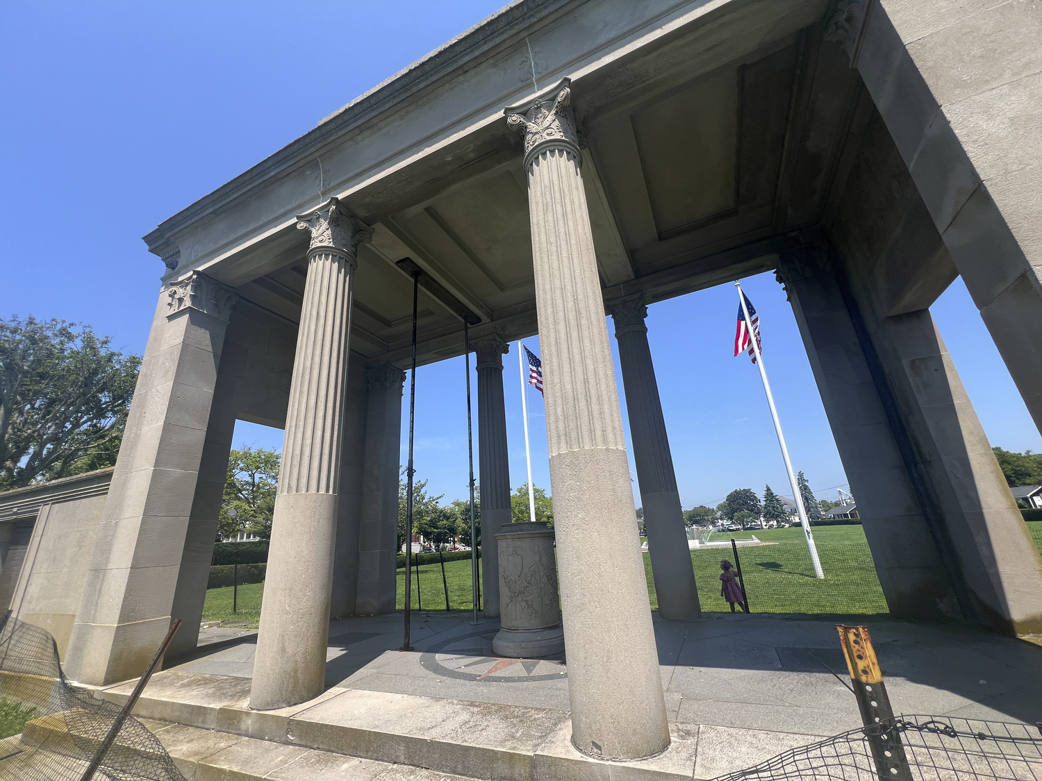 The World War I memorial in Agawam Park in Southampton Village is in dire need of repairs.  DANA SHAW