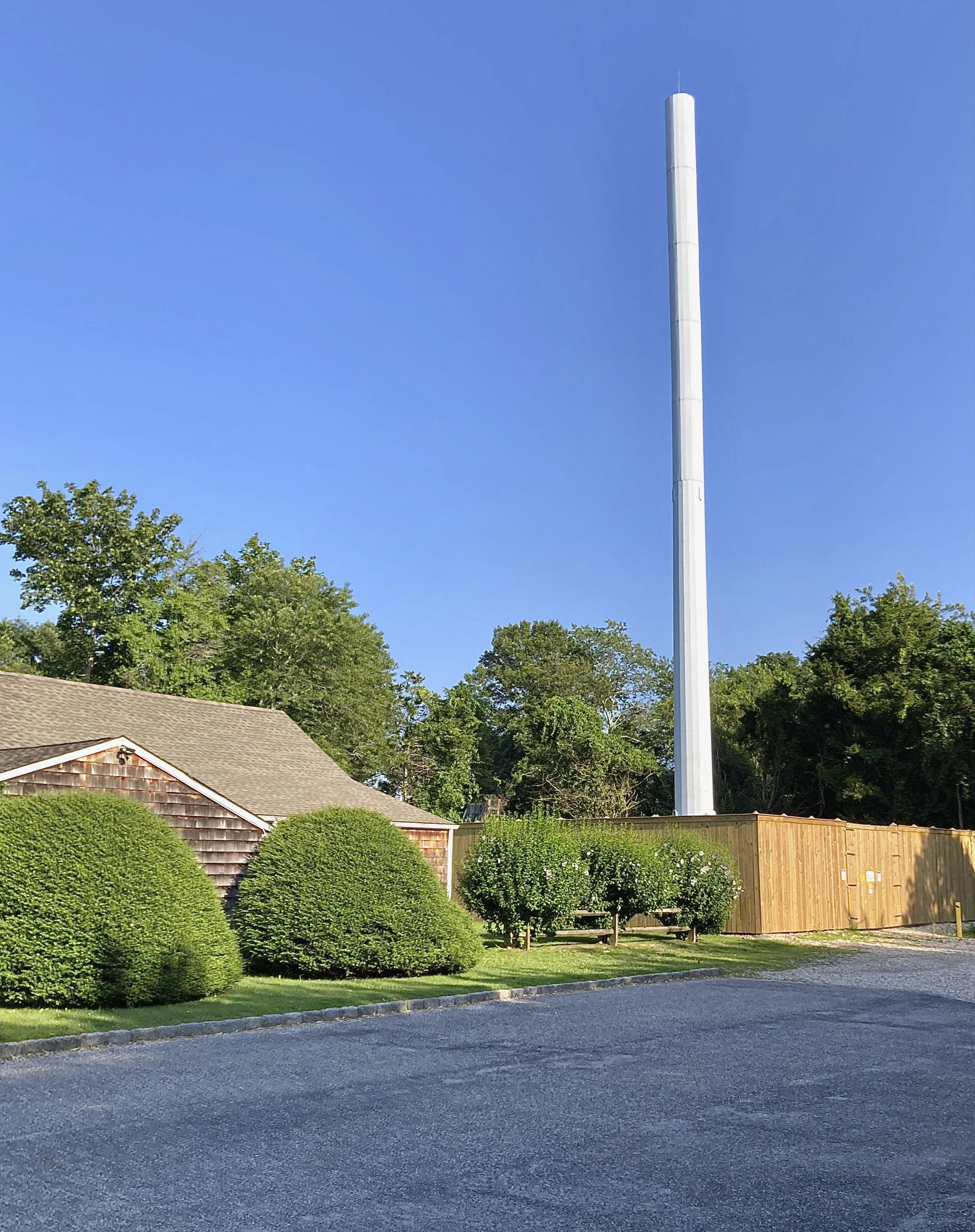 The monopole tower behind Sagaponack Village Hall.   KYRIL BROMLEY