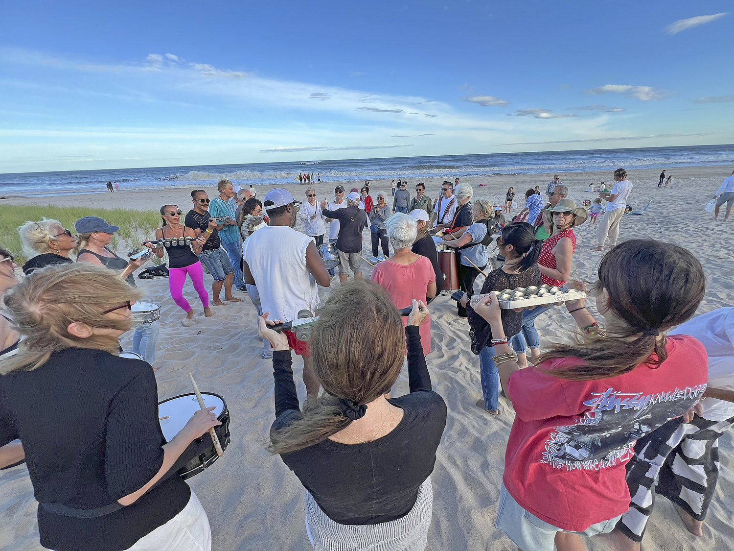 The Monday evening drum circle at Sag Main Beach.  DANA SHAW