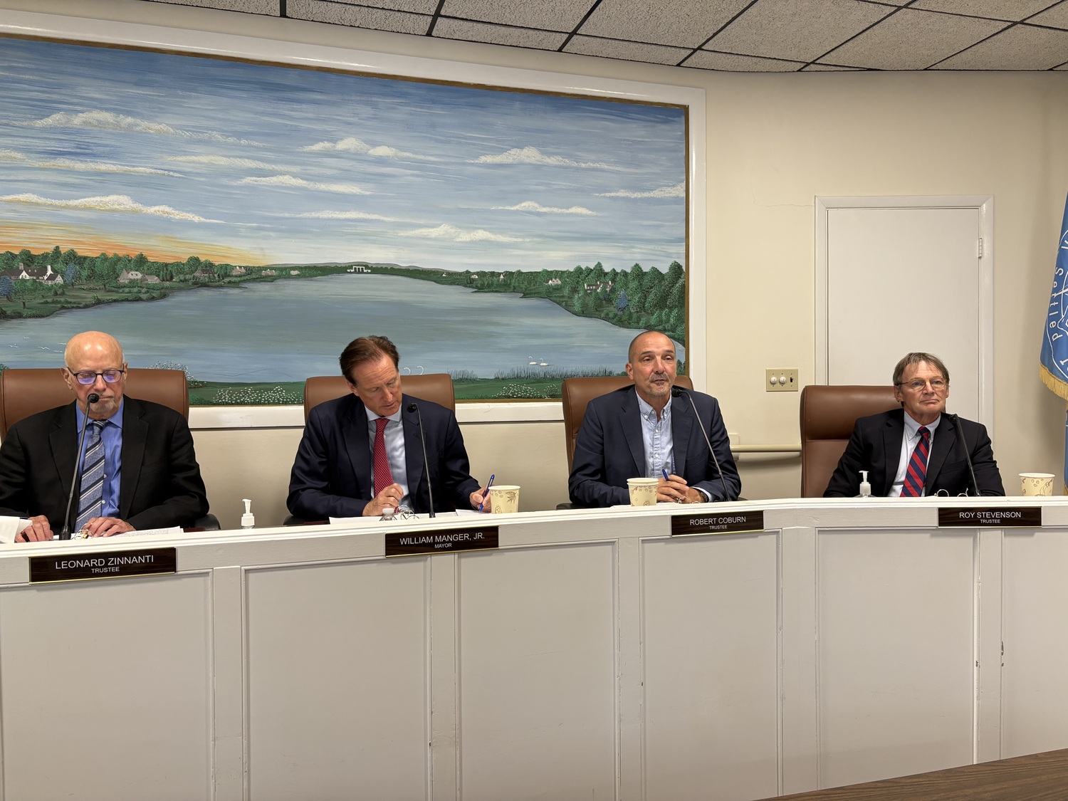 The Southampton Village Board at its organizational meeting on Monday. CAILIN RILEY