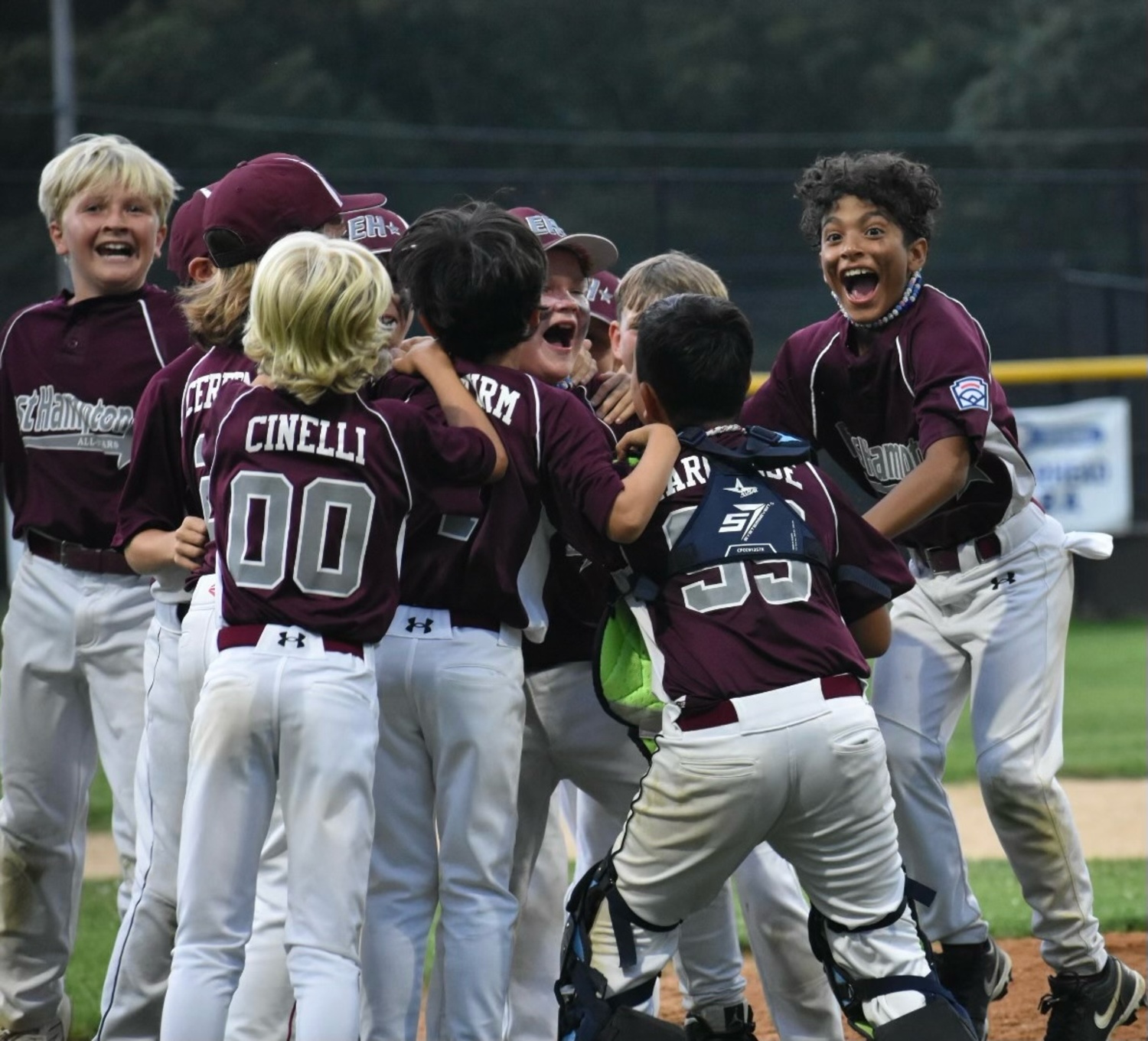 East Hampton's 10U All-Stars celebrate winning the District 36 Championship after their 7-5 victory over Moriches Bay on Tuesday night.   KATE WIRTH