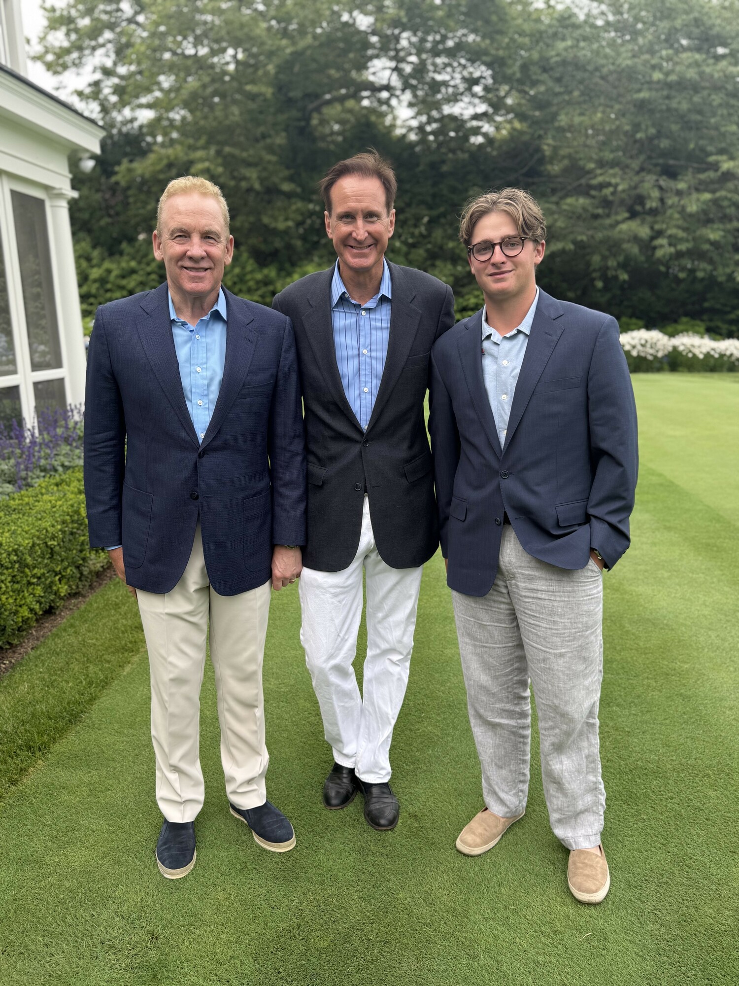 From left, Bob Giuffra, Southampton Village Mayor Bill Manger, and Robert Giuffra. Robert Giuffra,who will be a senior in high school in the fall, has undertaken a fundraising effort for the restoration of the village's World War I Memorial. NANCY KANE