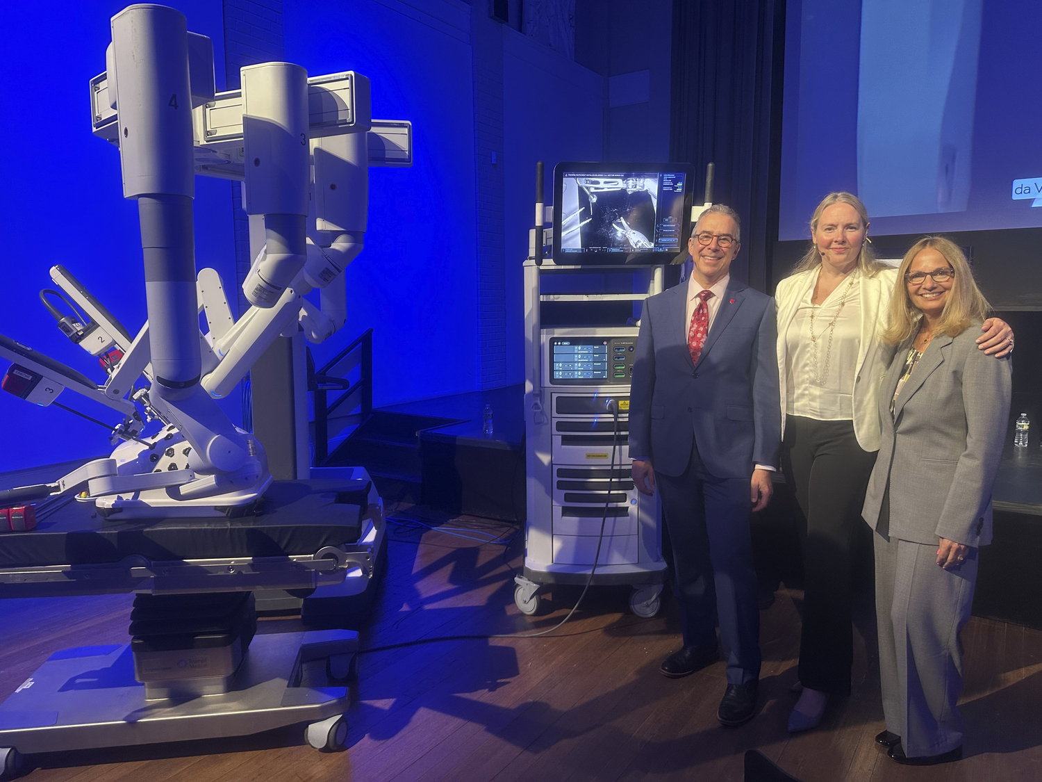 William Wertheim, Emily Mastaler and Carol Gomes at SAC for Stony Brook Southampton Hospital presentation.  GREGORY D'ELIA