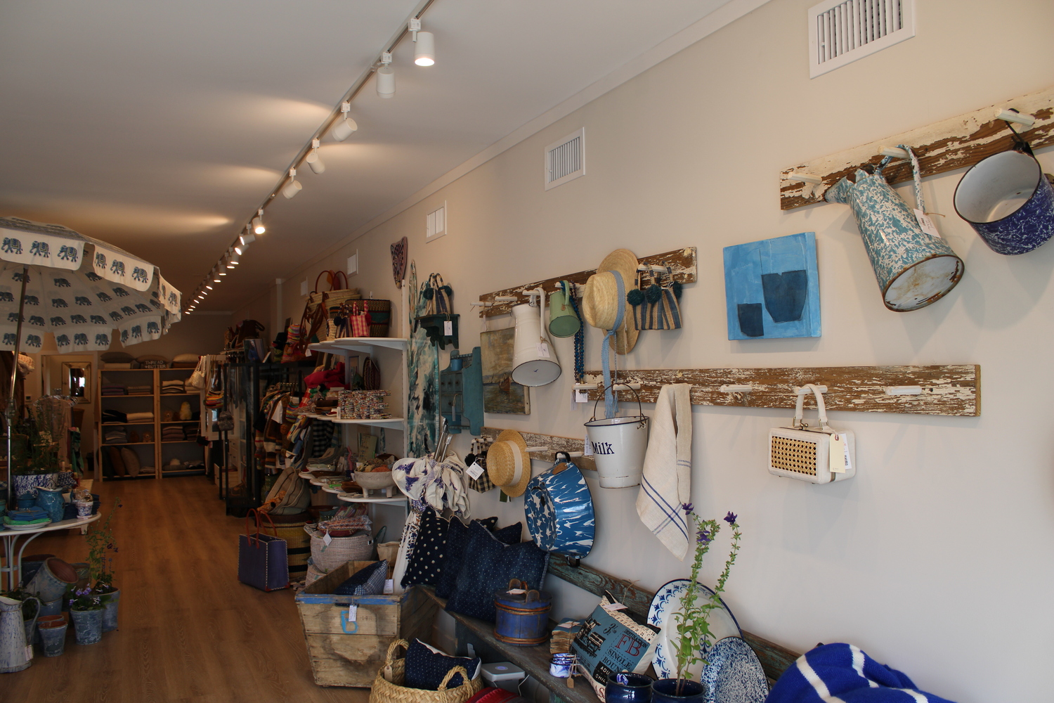 Vendors pay between $500 and $3,000 for a space at Gathering Marketplace on Park Place in East Hampton Village. Inside, renters sell ceramics, jewelry, clothing and other products, many of which are locally sourced. JACK MOTZ