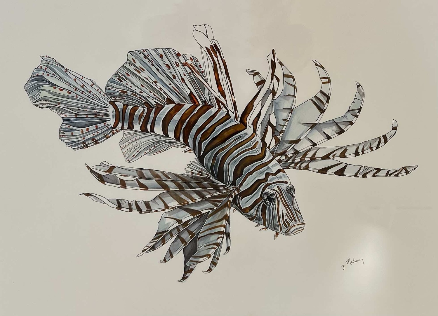 Jackie Maloney, “Lionfish,” will be on view at The Lucore Art in Montauk as a part of a new exhibit, “Turning Tides,” on view starting this weekend.