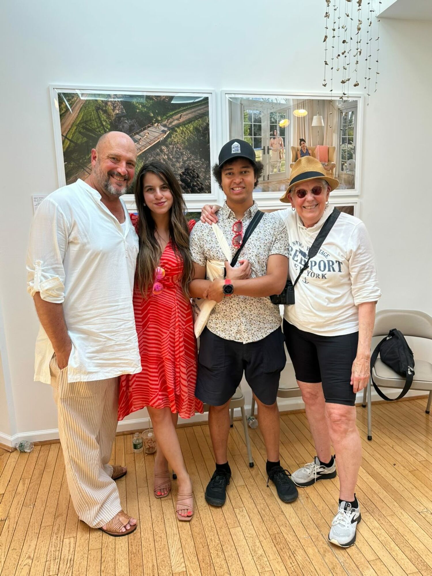 Jeff Lee, Kara Hoblin, Jeremy Dennis and Joyce Cluver at an artist talk in the Greenport home of the North Fork Art Collective. NFAC photo