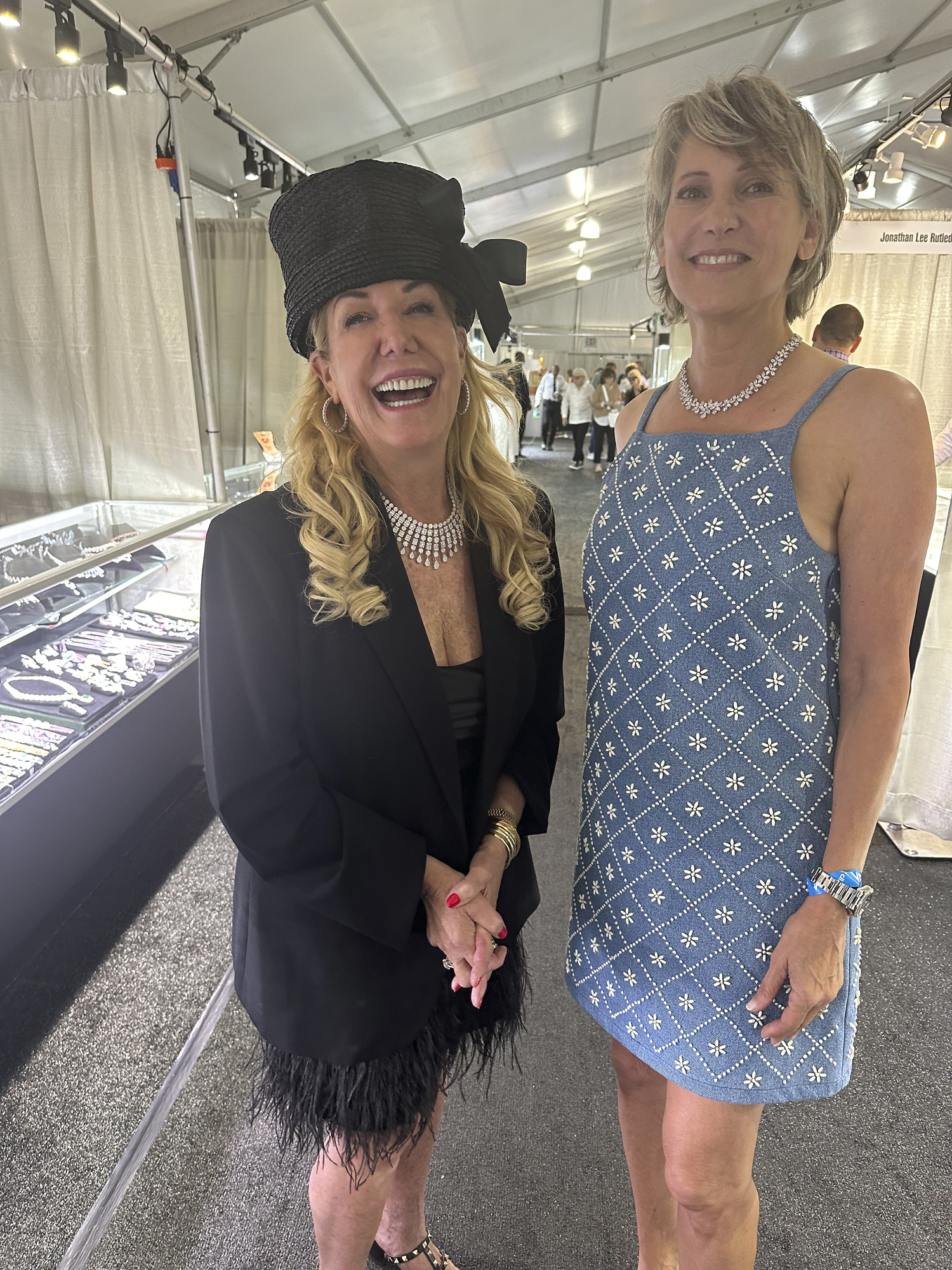 Cindy Lou Wakefield and Melanie Wambold dripping in diamonds at the Hampton Jewelry Show.