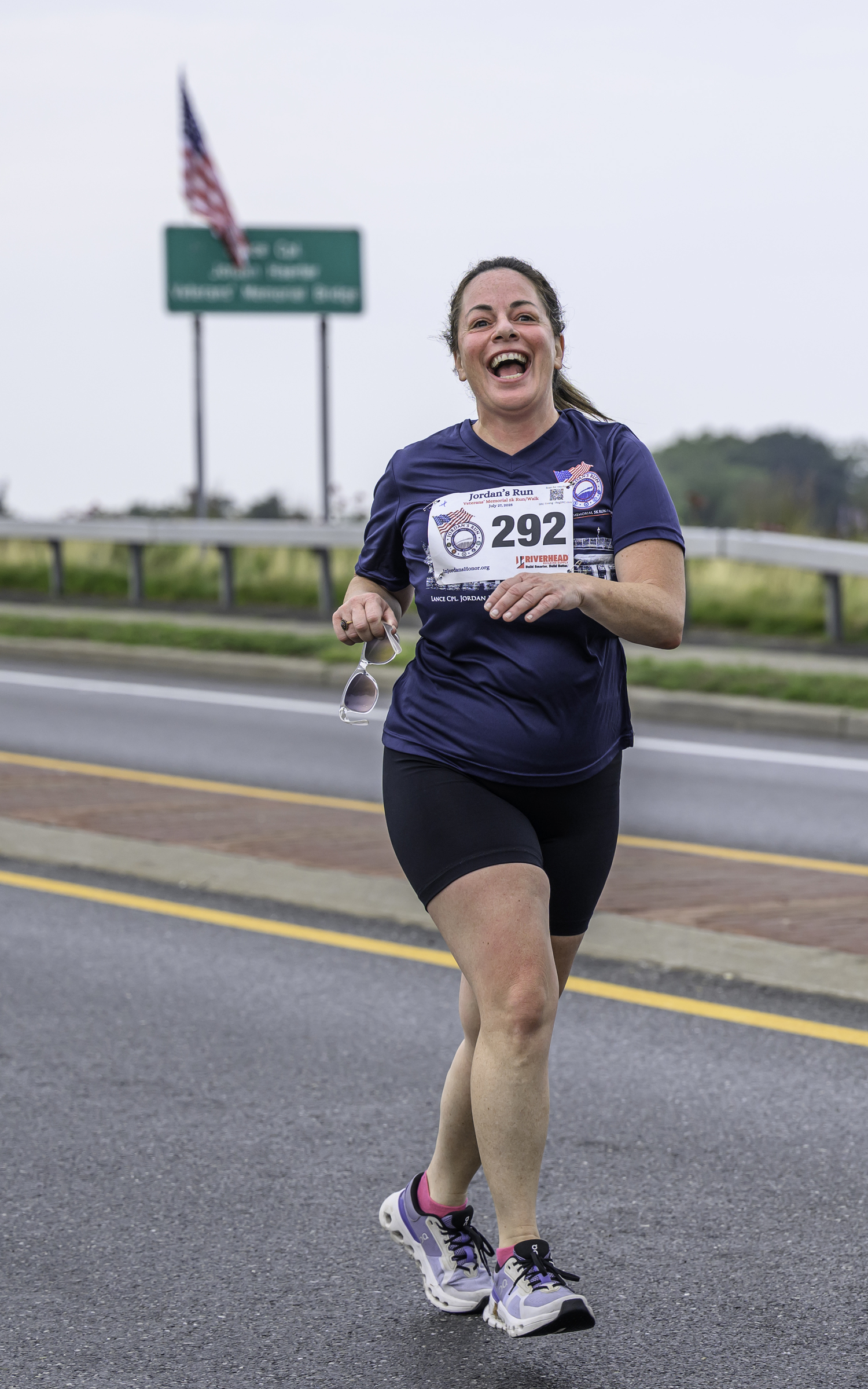Angela Inzerillo of Sag Harbor heads over the Lance Cpl. Jordan Haerter Memorial Bridge.  MARIANNE BARNETT