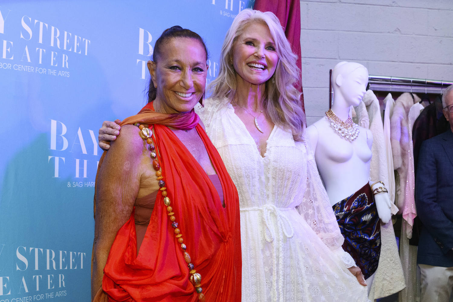 Honorees Donna Karan and Christy Brinkley at the Bay Street Theater's 33rd annual summer gala on Saturday evening.                    Rich  Lamiroult