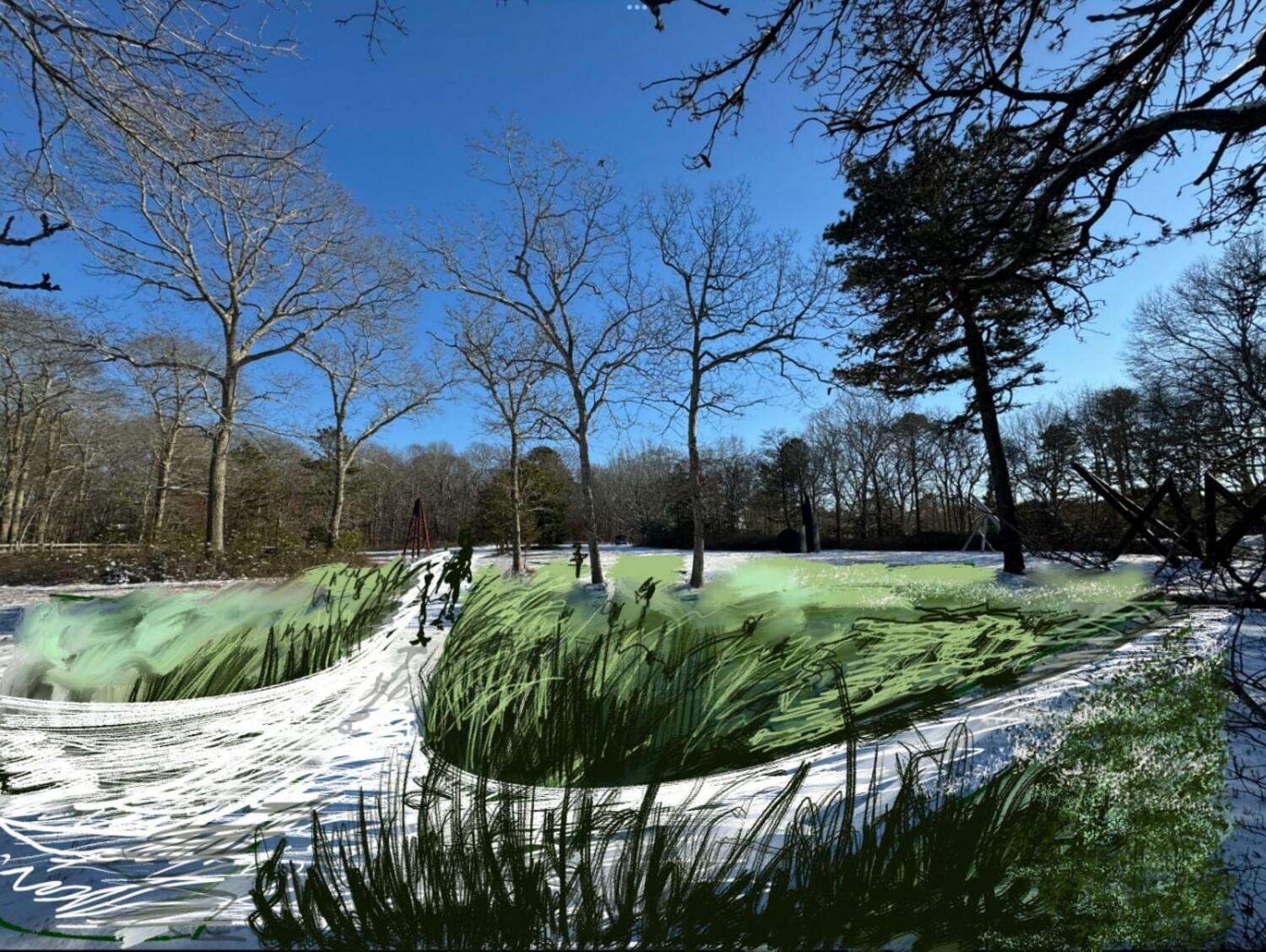 A drawing of what the changes to Town Lane Park might look like, if the project goes through.
