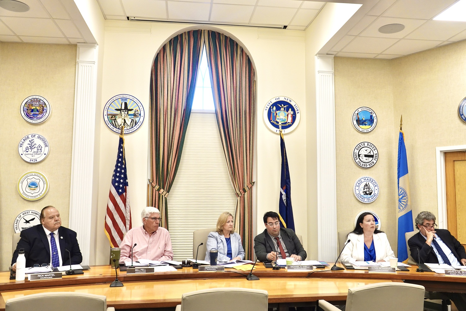 The Shinnecock Nation first demanded back in December, when the Southampton Town Board voted to sue the tribe to halt construction of a gas station in Hampton Bays, that the tribal seal be removed from the People's Room at Southampton Town Hall. Since then, Tribal Chairwoman Lisa Goree, who works at Town Hall, has submitted two written requests that the seal be removed and last week Lance Gumbs, the vice chairman of the Shinnecock's Council of Trustees, renewed the demand. MICHAEL WRIGHT