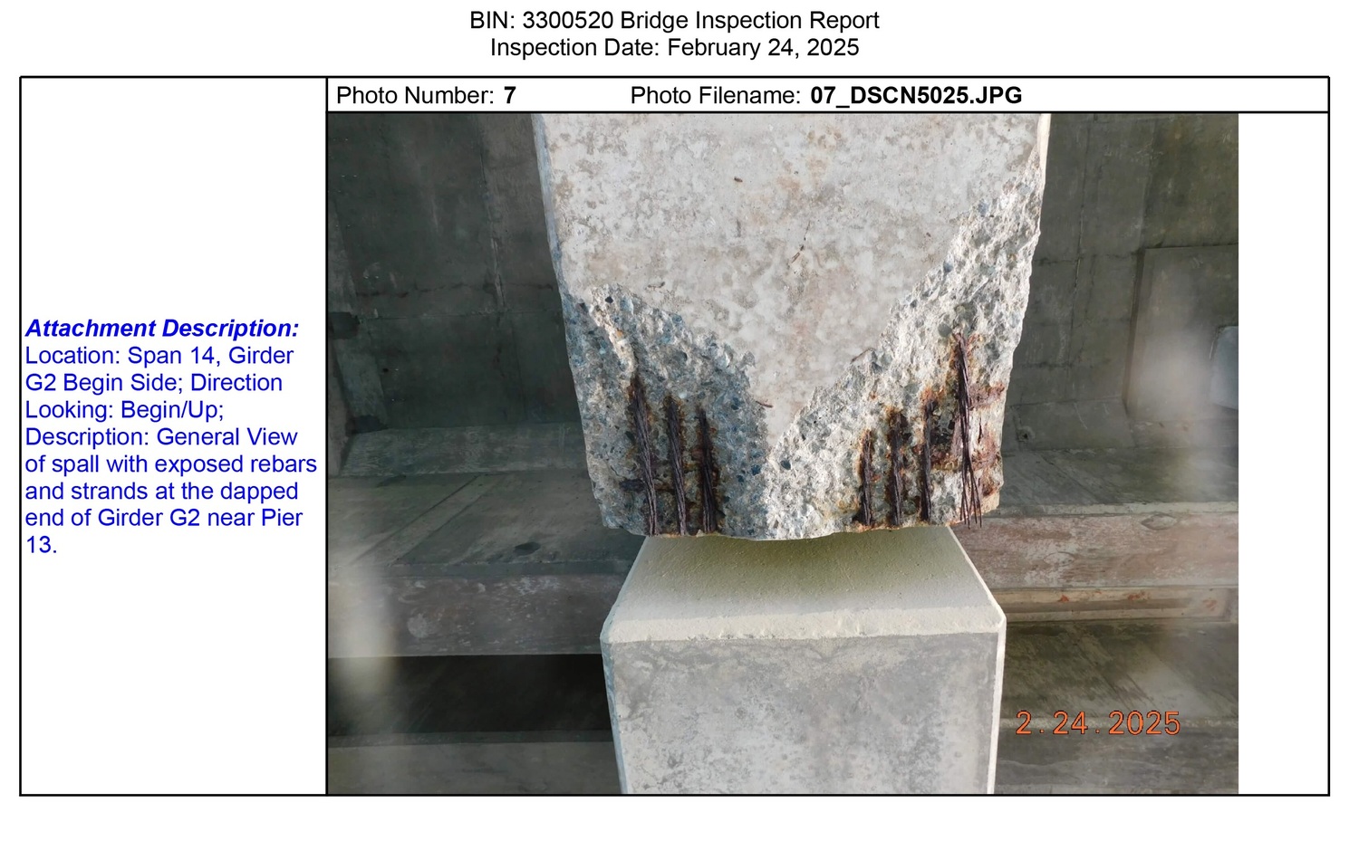 Engineers attached photos of deteriorating concrete and exposed and corroding steel reinforcements to a report on the condition of Ponquogue Bridge.