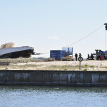 The driver of the boat that crashed into the Shinnecock Canal jetties in May has been indicted on felony BWI and vehicular assault charges. DANA SHAW