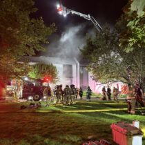 The fire broke out at 211 Downs Path at about 9:30 p.m. on Wednesday. Eight local fire departments sent firefighters to the scene as the high temperatures on Wednesday posed health risks to those battling the flames. SOUTHAMPTON FIRE DEPARTMENT