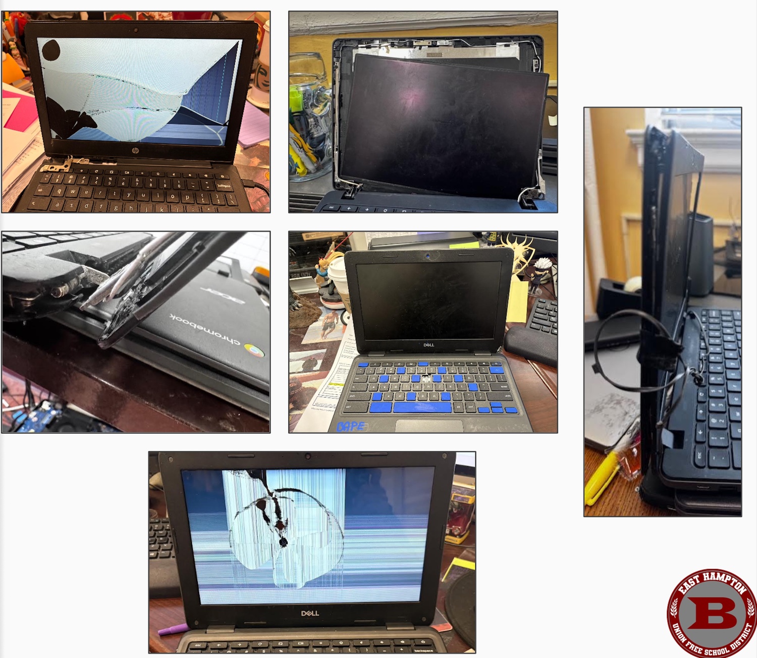 High school Chromebooks are broken beyond repair and in need of replacing. EAST HAMPTON SCHOOL DISTRICT