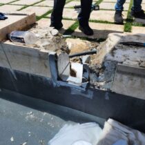 Emergency responders from the Southampton Fire Department had to smash apart the casing of a swimming pool filter system to free a 5-year-old boy whose arm got stuck in the filter intake recently. SOUTHAMPTON FIRE DEPARTMENT