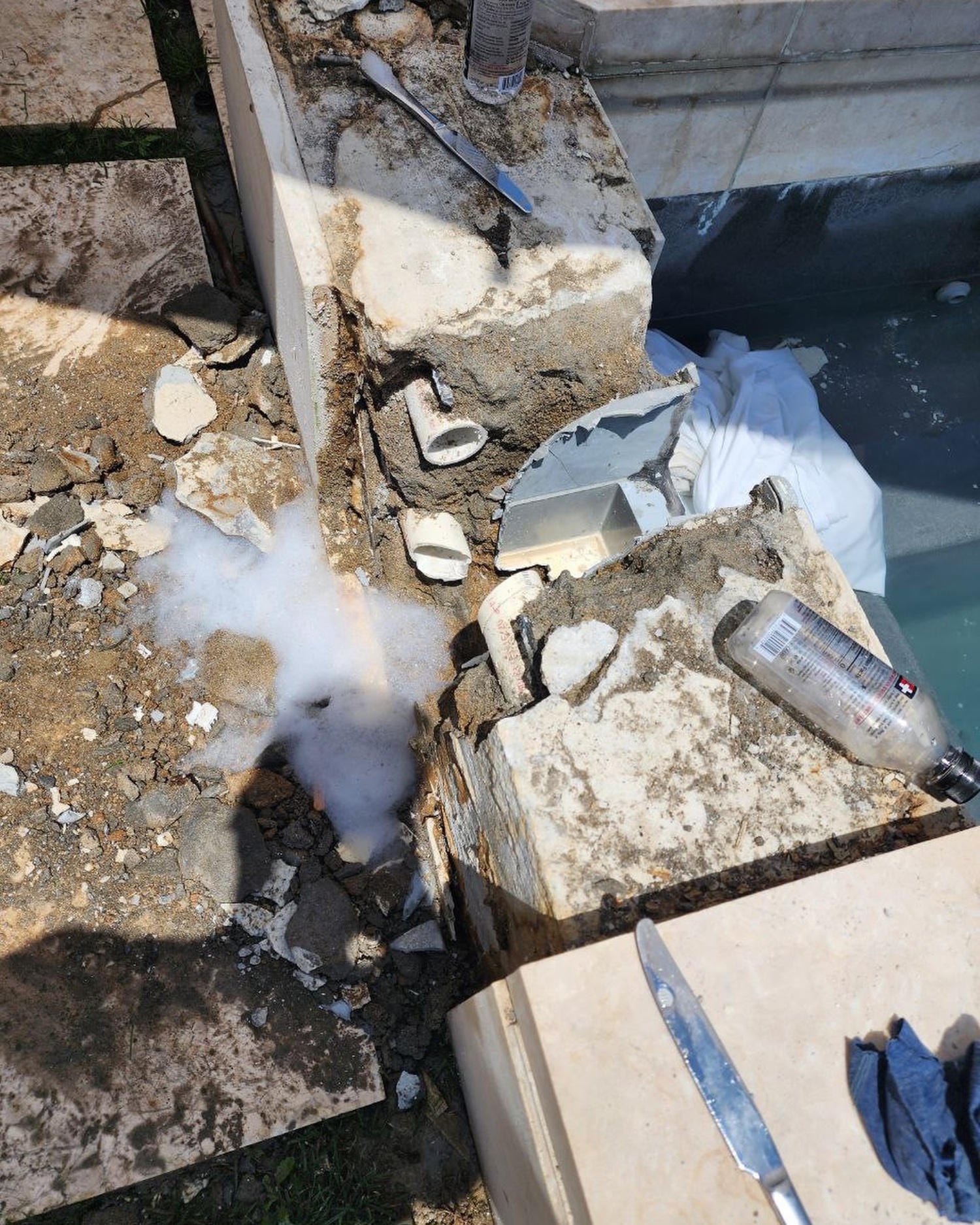Emergency responders from the Southampton Fire Department had to smash apart the casing of a swimming pool filter system to free a 5-year-old boy whose arm got stuck in the filter intake recently. SOUTHAMPTON FIRE DEPARTMENT