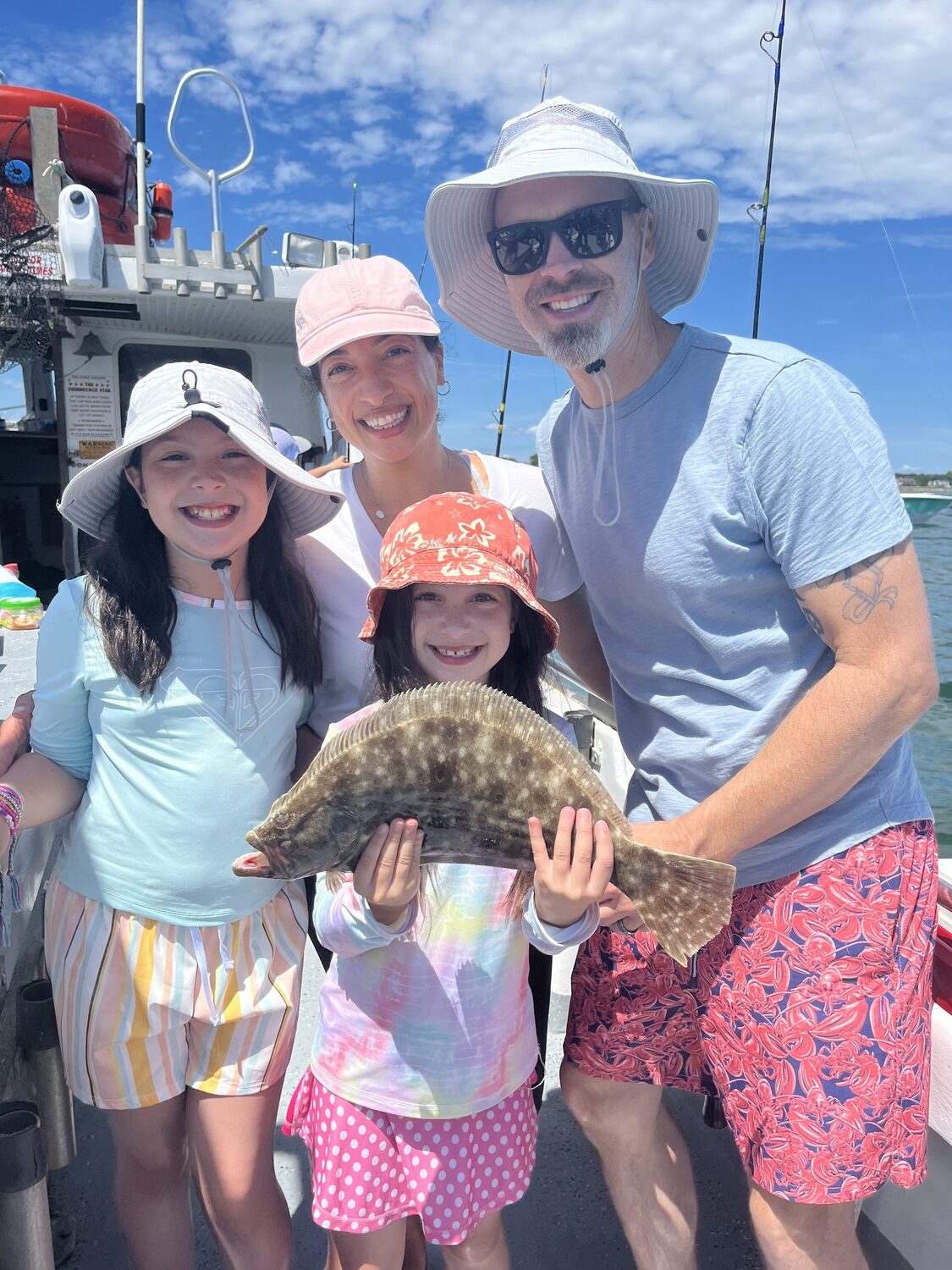 The King family had a fun day in the sun aboard the Shinnecock Star, fluke fishing in Shinnecock Bay recently. DEENA LIPPMAN