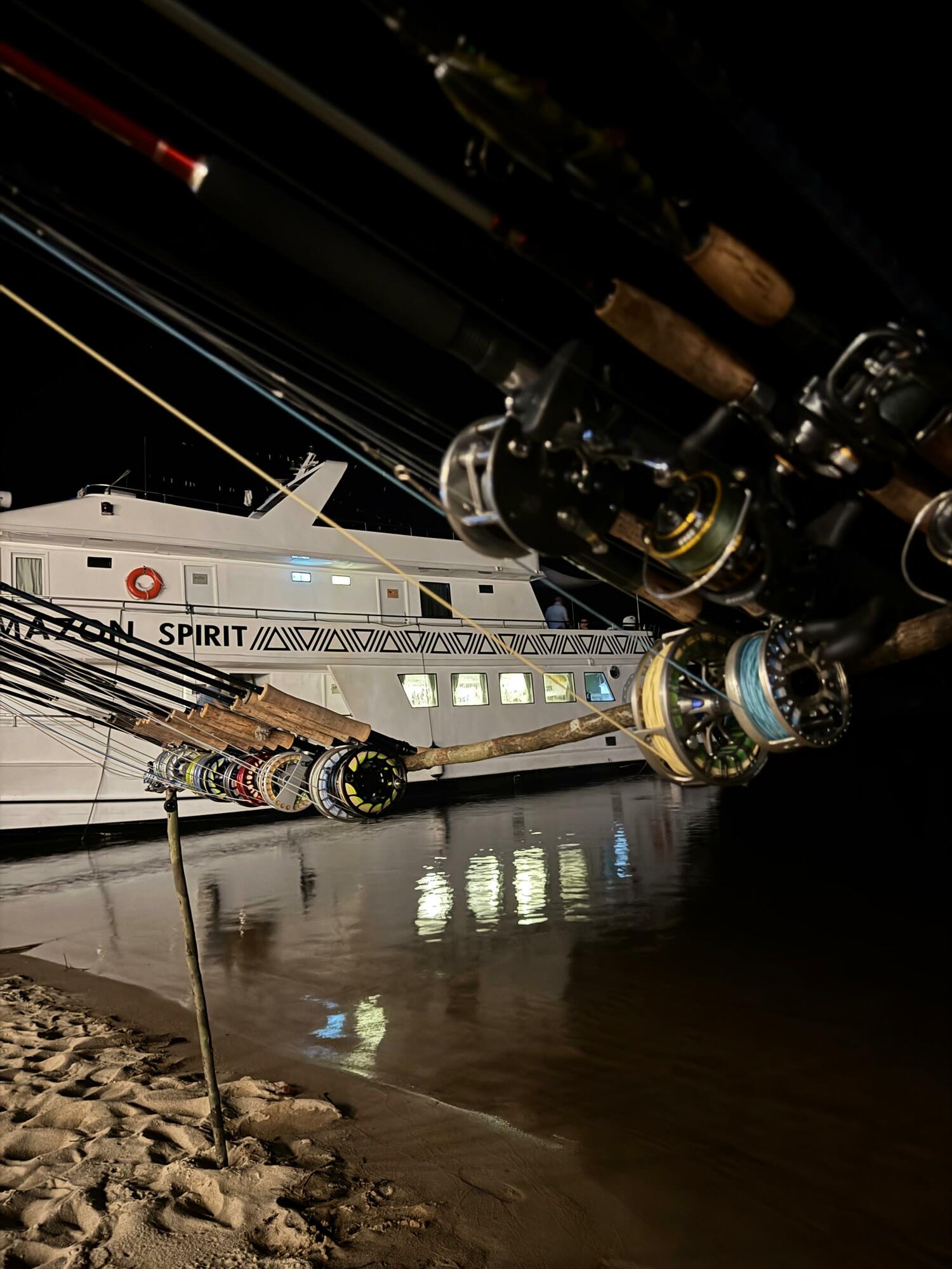 The mother ship at night.