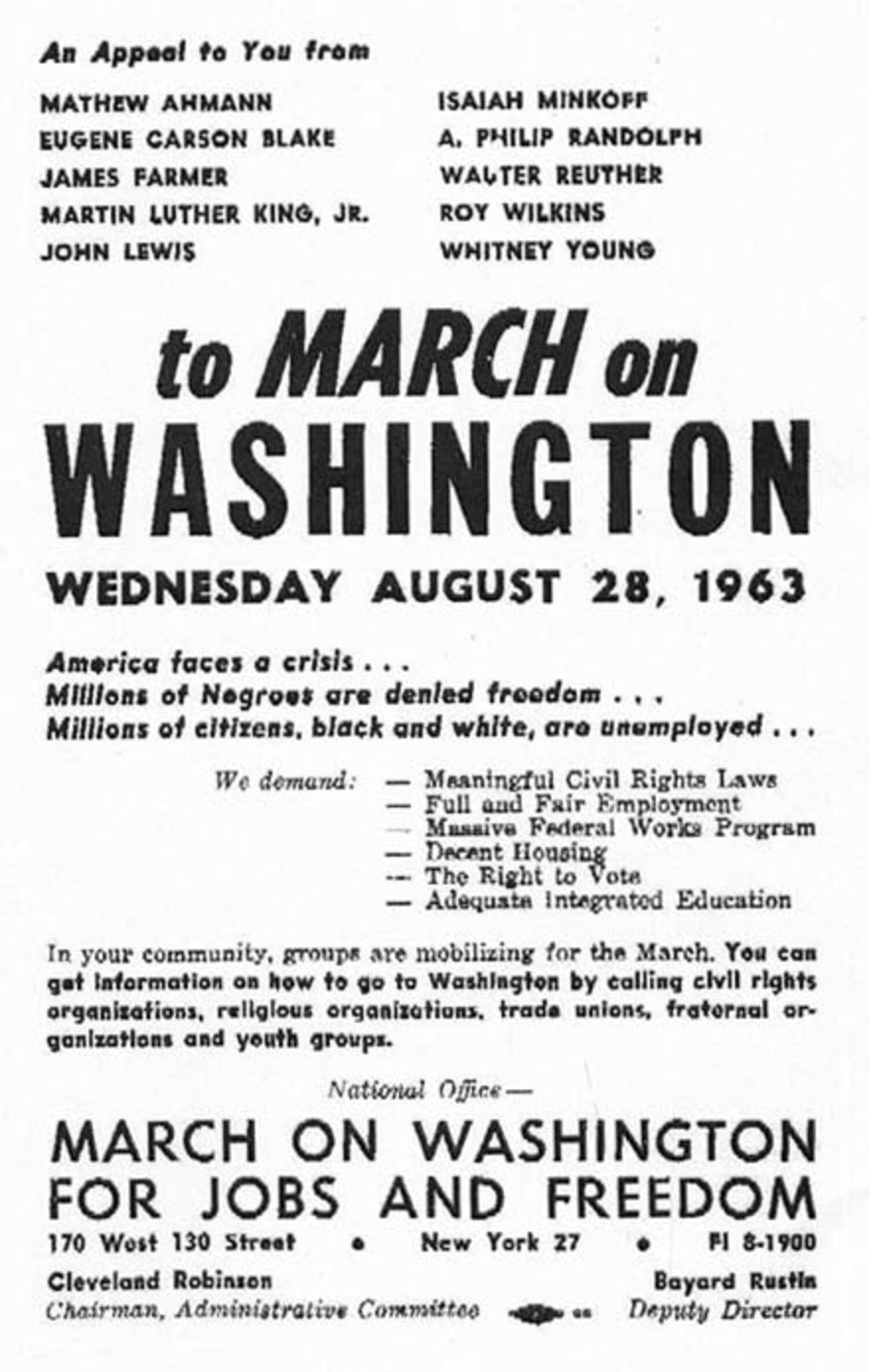 March on Washington leaflet. PUBLIC DOMAIN