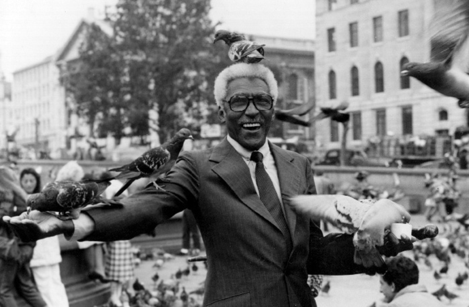 Bayard Rustin in Trafalgar Square, London, 1983. WALTER NAEGLE.