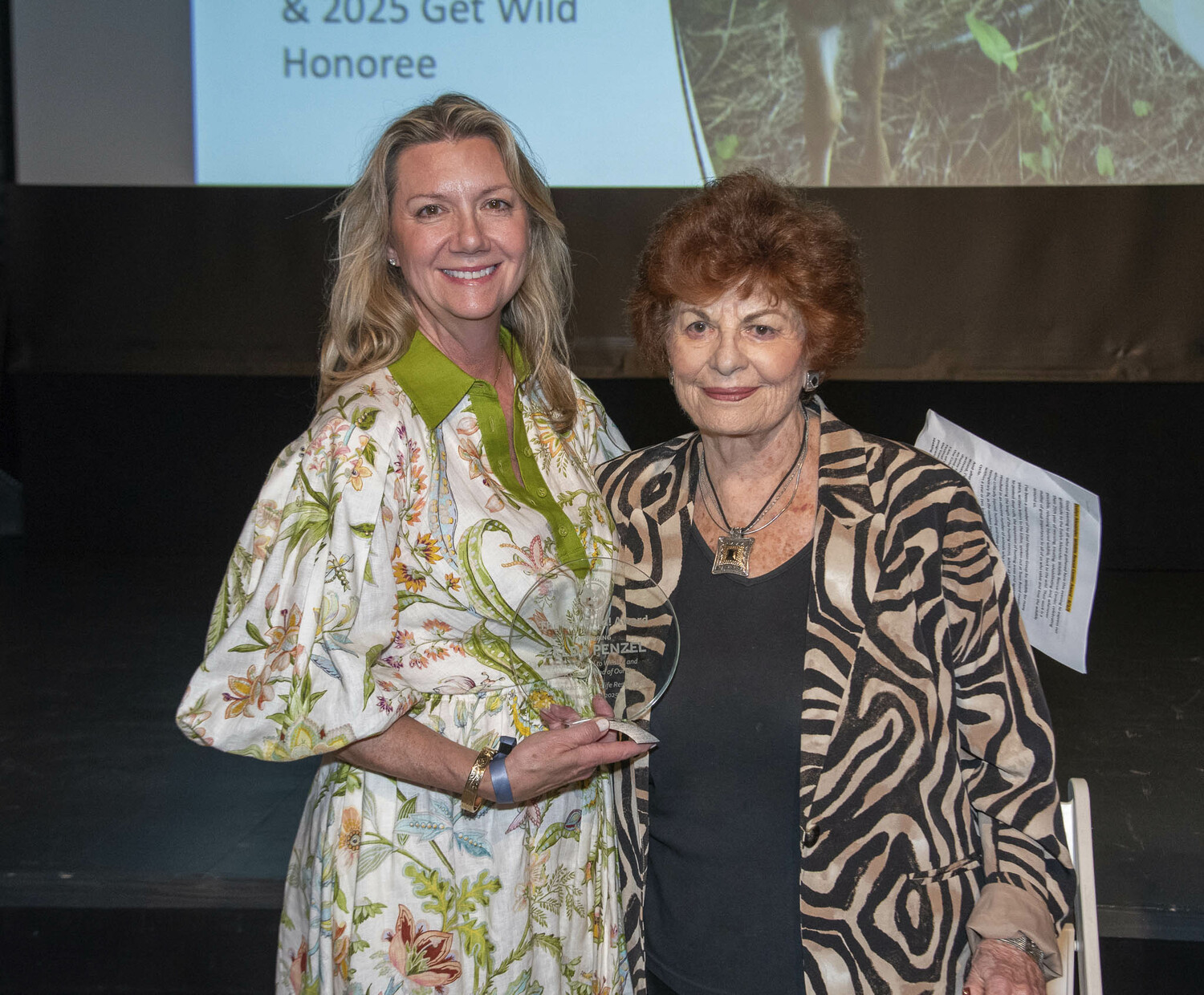 Anne Chaisson with honoree Zelda Penzel at the Evelyn Alexander Wildlife Rescue Center's 
