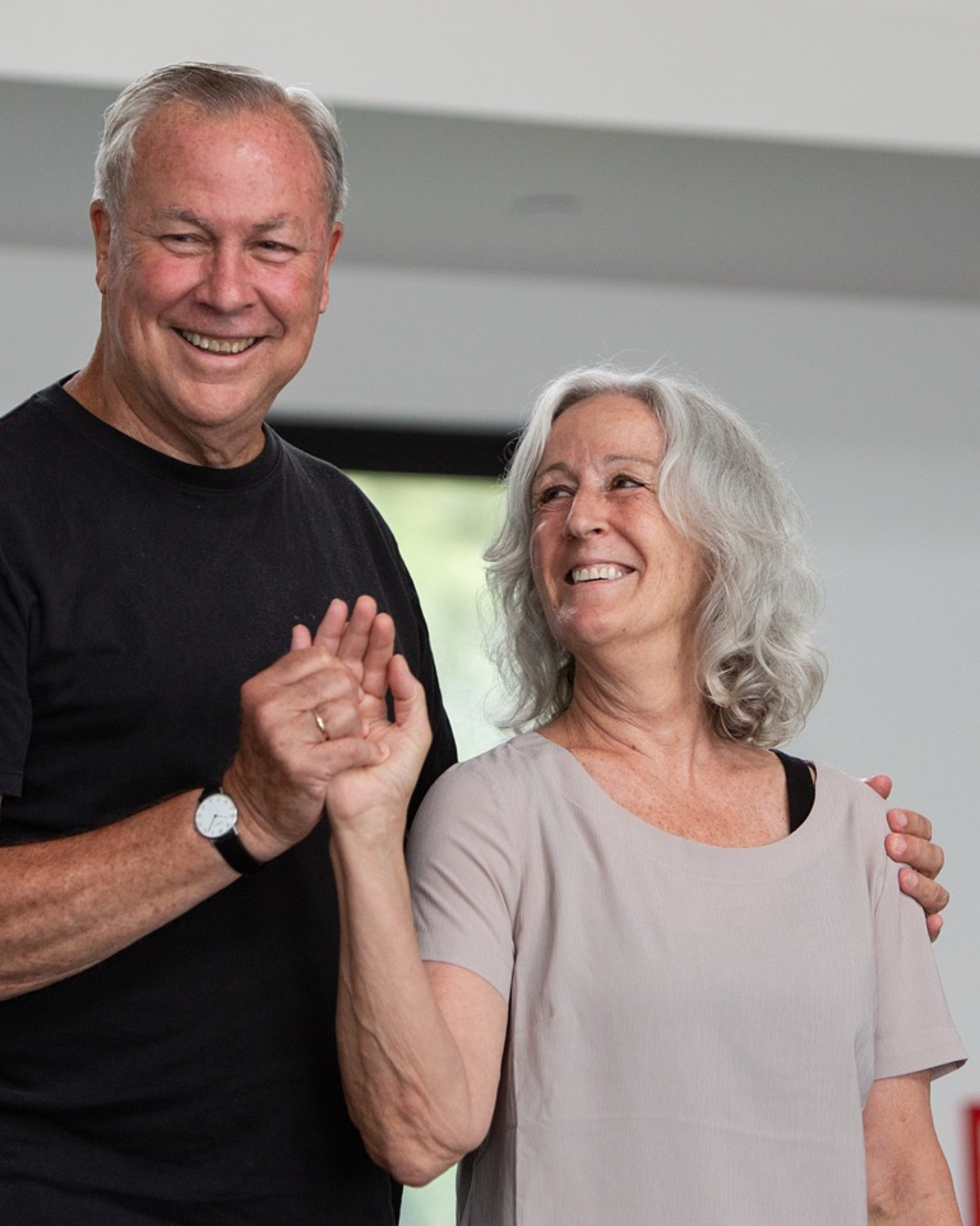 Robert Wilson and Elka Rifkin on her birthday in 2019 at The Watermill Center. COURTESY ELKA RIFKIN