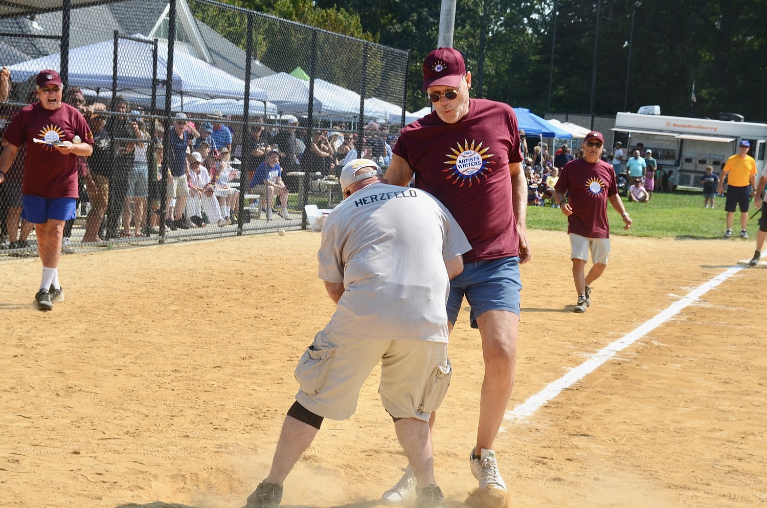 A play at the plate!  KYRIL BROMLEY