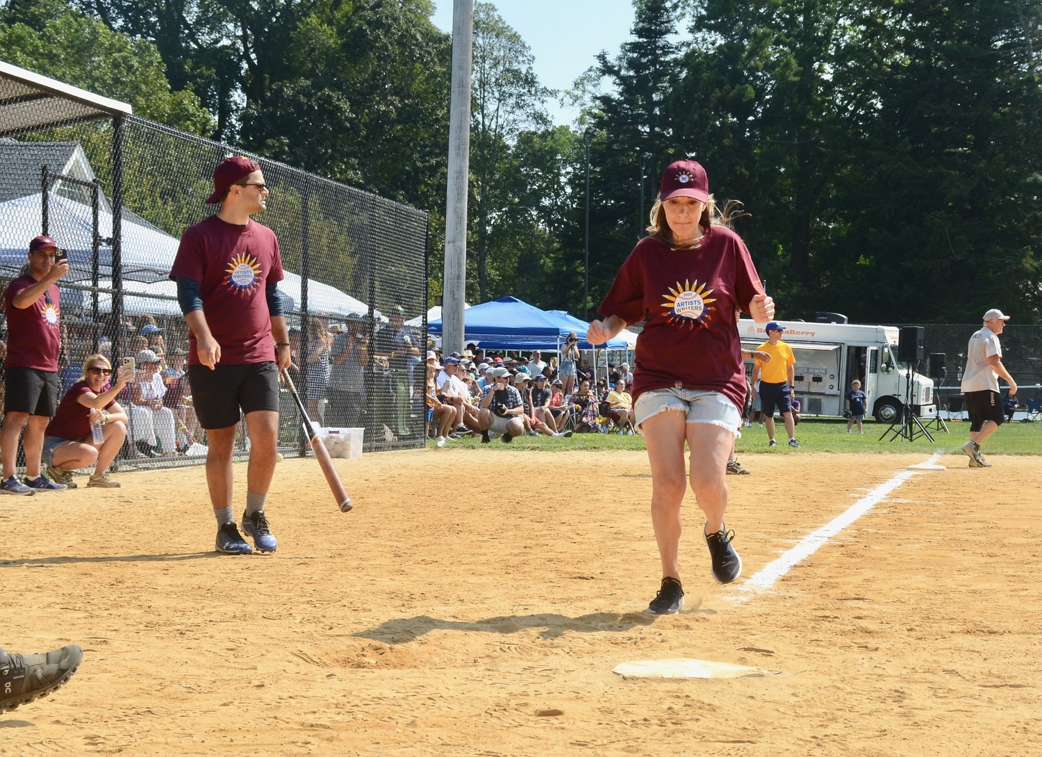 A Writer it set to cross home plate.  KYRIL BROMLEY