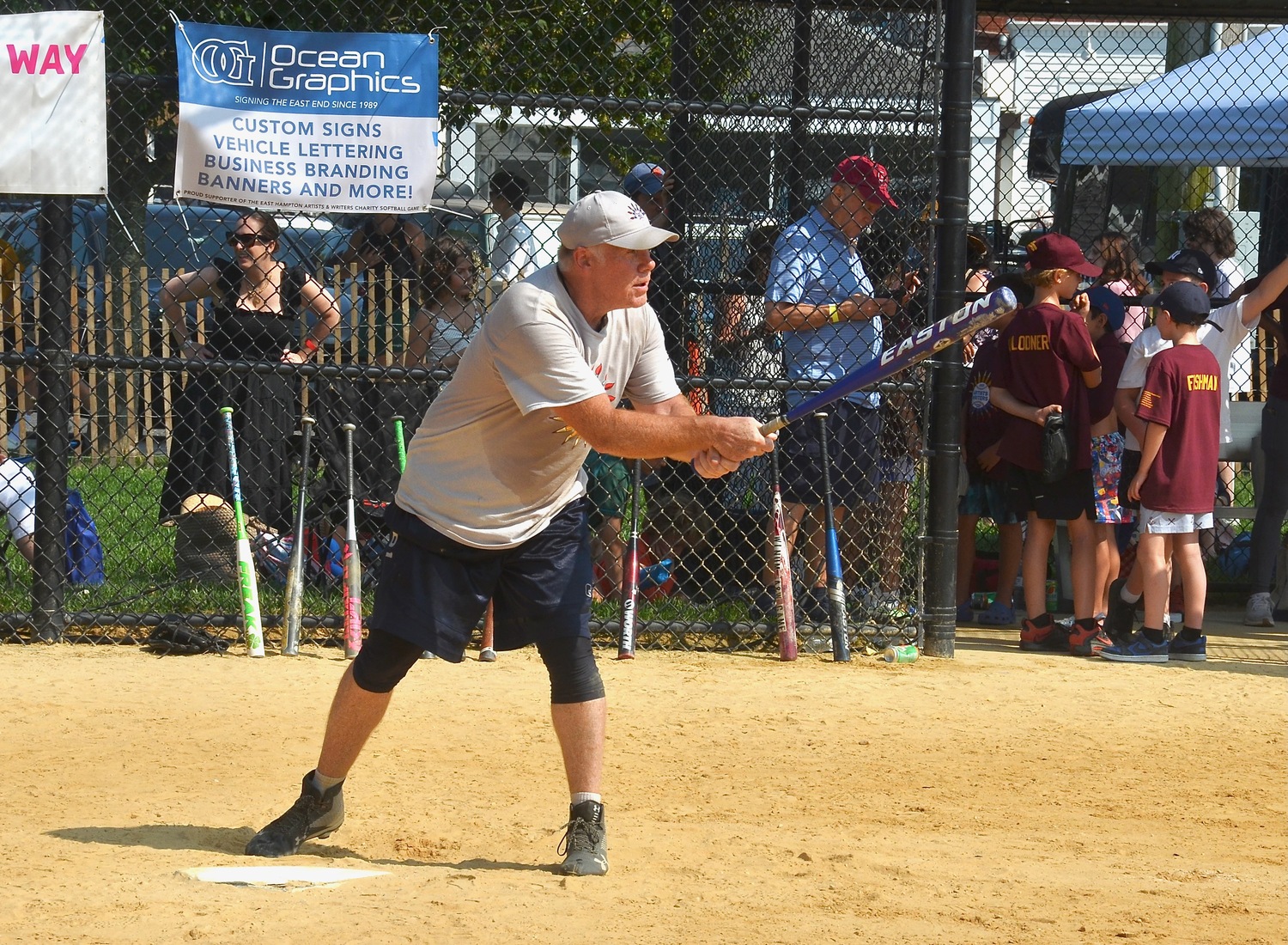 Artist Bill Quigley at bat.  KYRIL BROMLEY