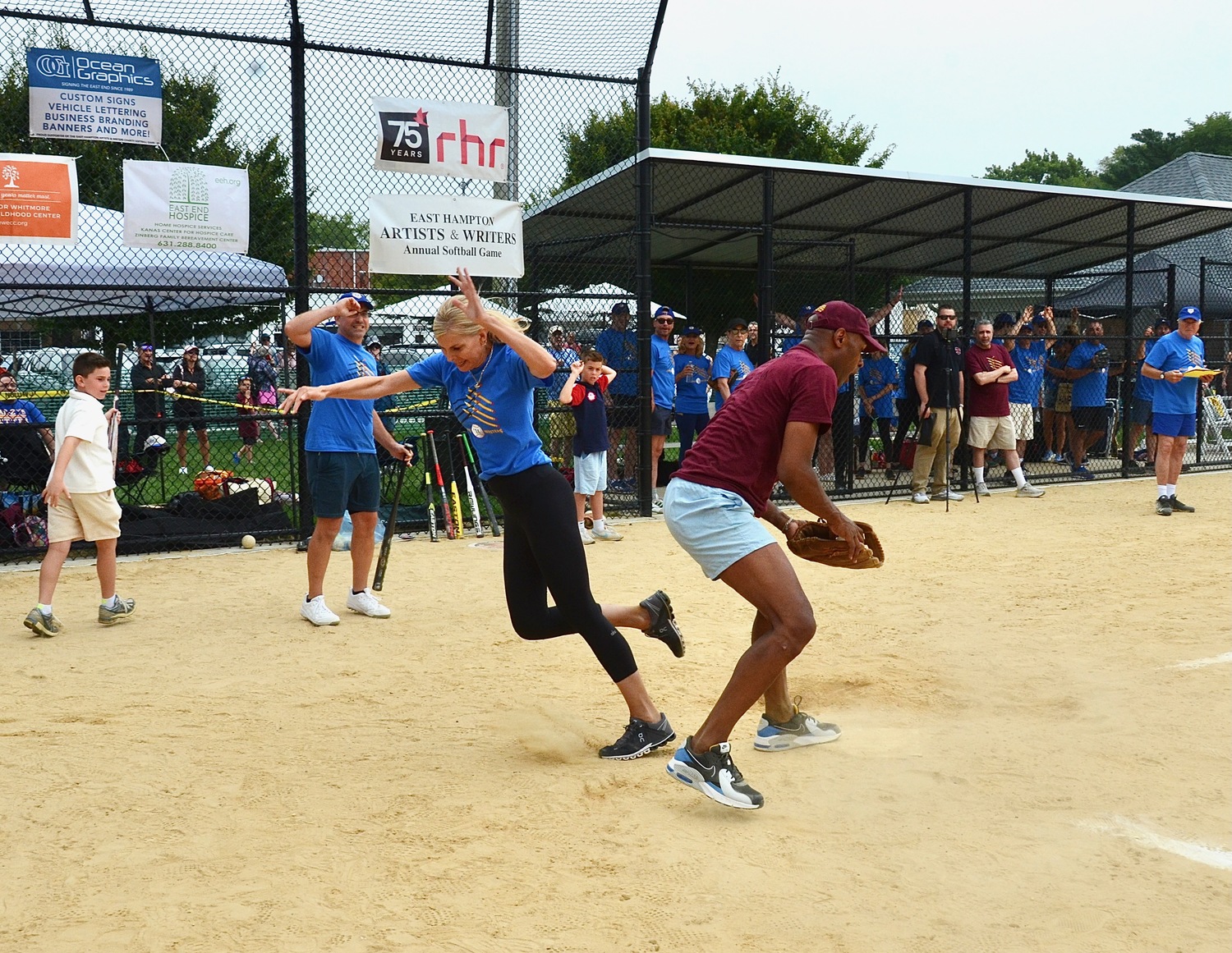 The 2024 Artists and Writers Charity Softball Game at Herrick Park in East Hampton Village.  FILE PHOTO