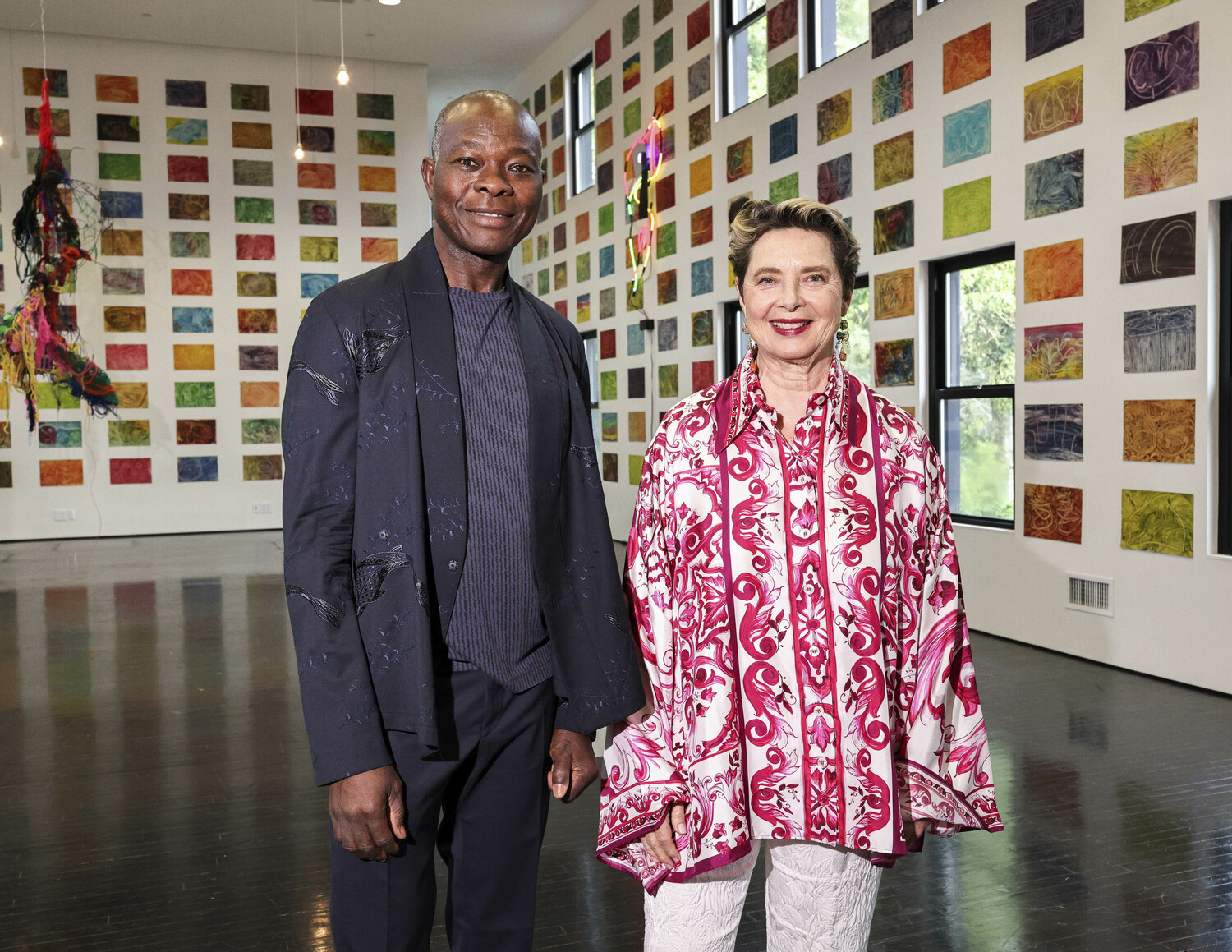 Co-honorees Francis Kéré and Isabella Rosselini at the Watermill Center benefit, 