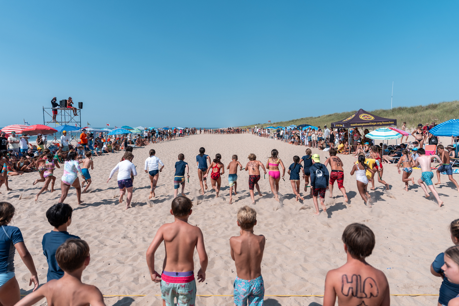 Junior lifeguards start the sand relay.  RON ESPOSITO