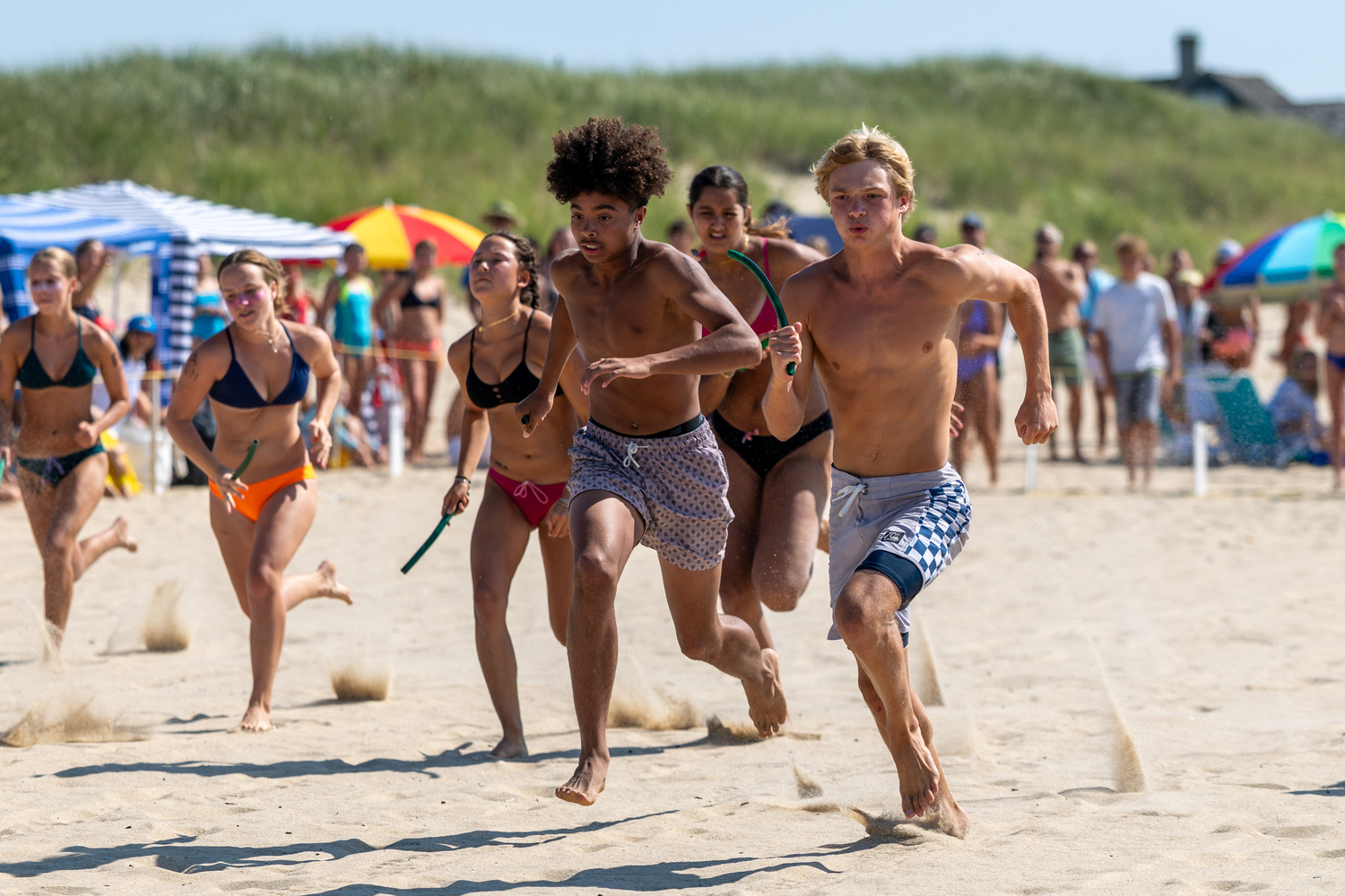 Junior lifeguards compete in the sand relay.  RON ESPOSITO