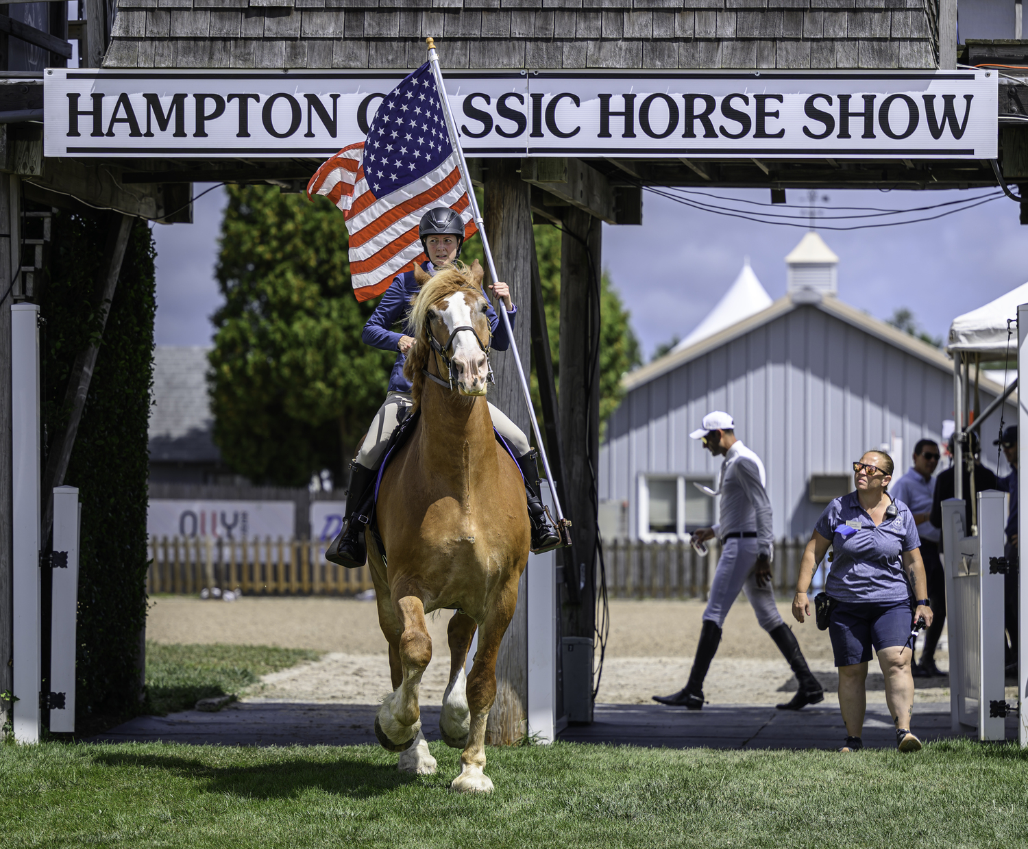 EQUUS foundation riding in for Sunday's Opening Ceremony at the Hampton Classic.  MARIANNE BARNETT