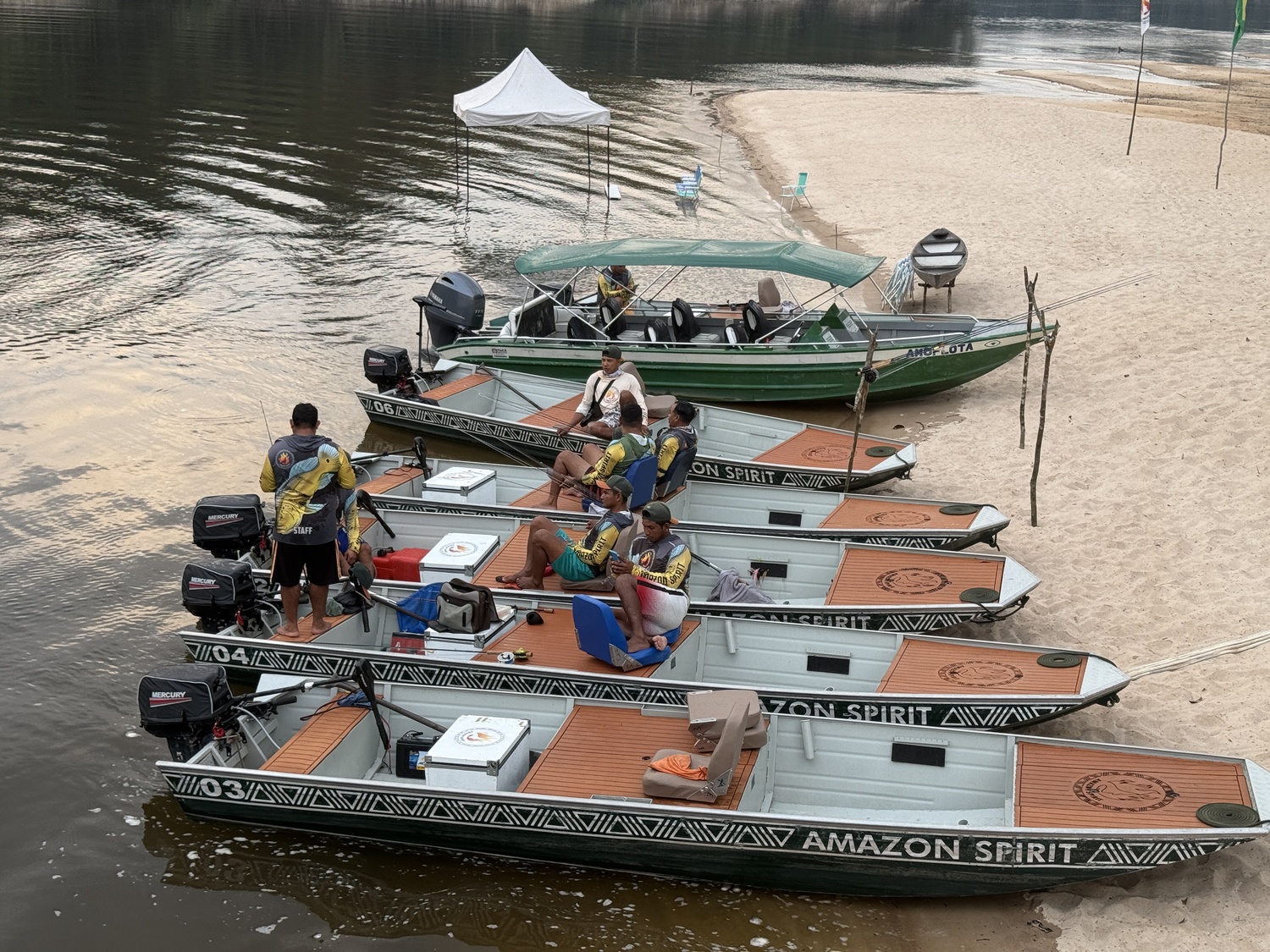 The lineup of tour boats.