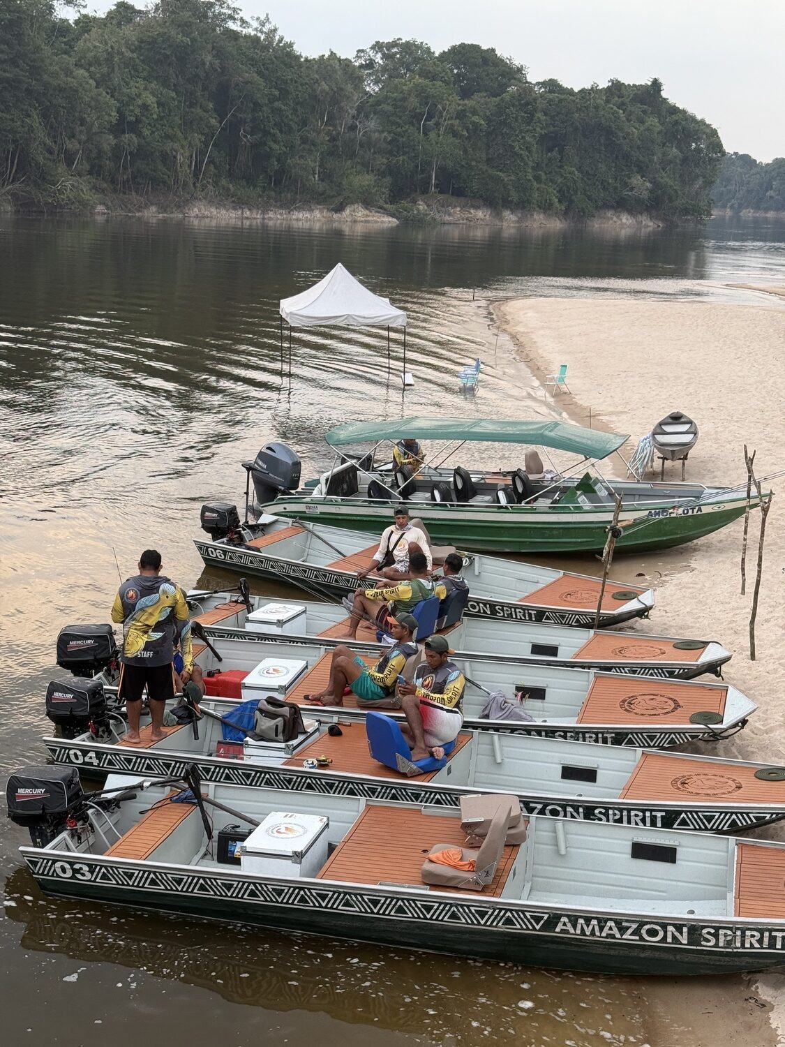 The lineup of tour boats.