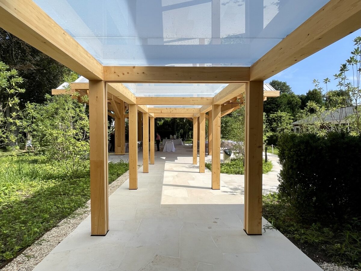 The glass-roofed walkway to the pavilion.  ANNE SURCHIN