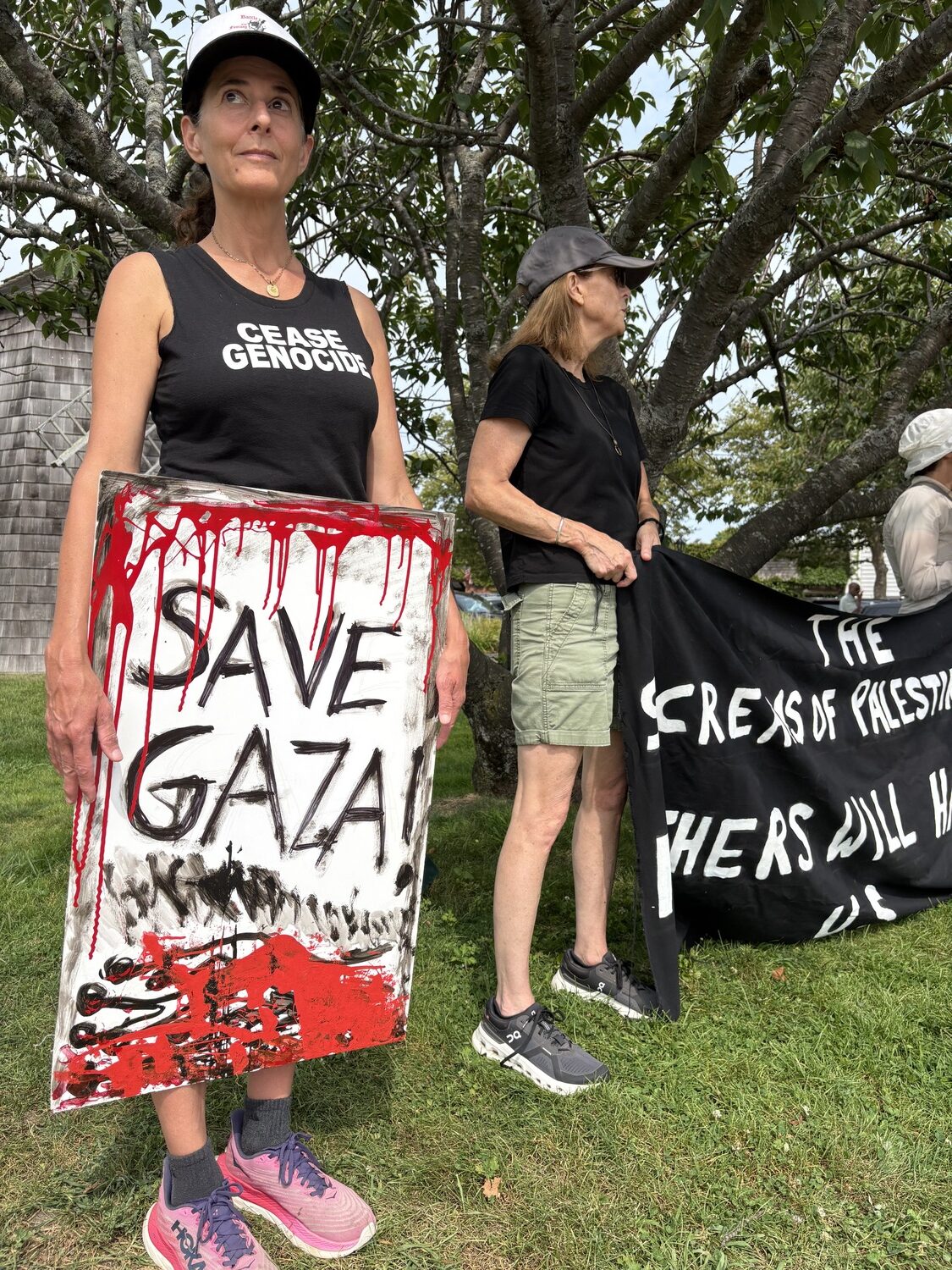 Members of the group East End for Peace and Justice have been holding a weekly vigil in Sag Harbor since October of 2023, calling for an end to the war in Gaza and an end to the U.S. support of Israel in the war.  CAILIN RILEY PHOTOS